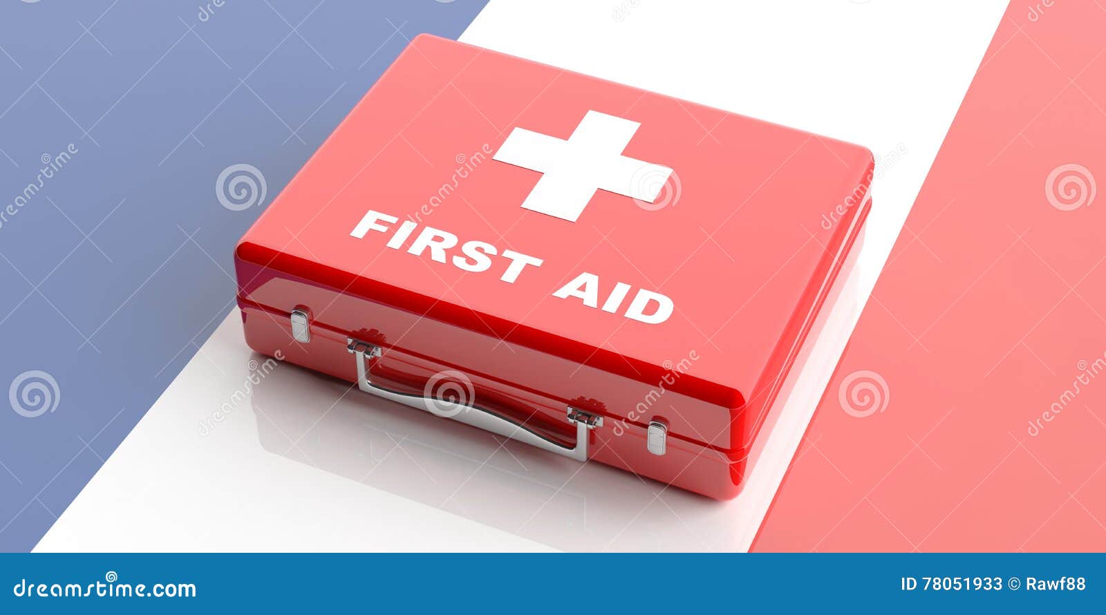 3d Rendering First Aid Kit on France Flag Background Stock Illustration