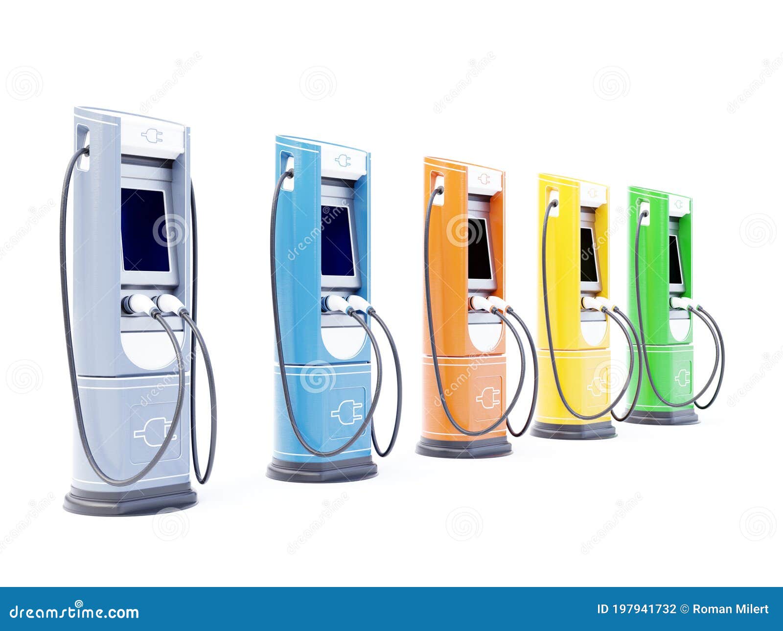 Electric Car Charging Stations Stock Illustration Illustration of