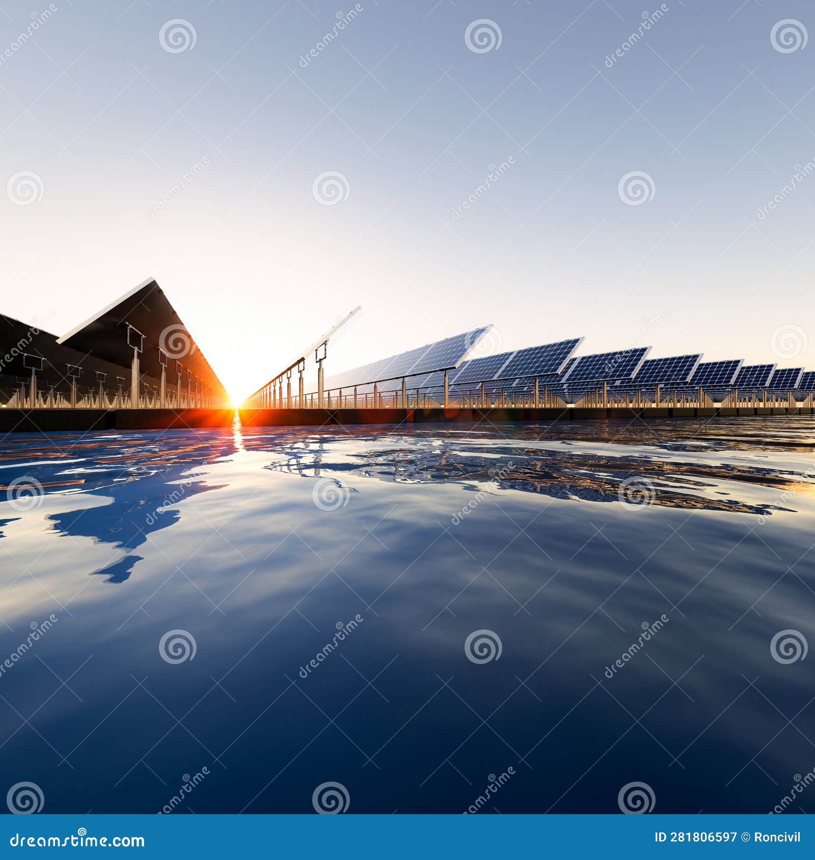 3d rendering of floating solar with sky background