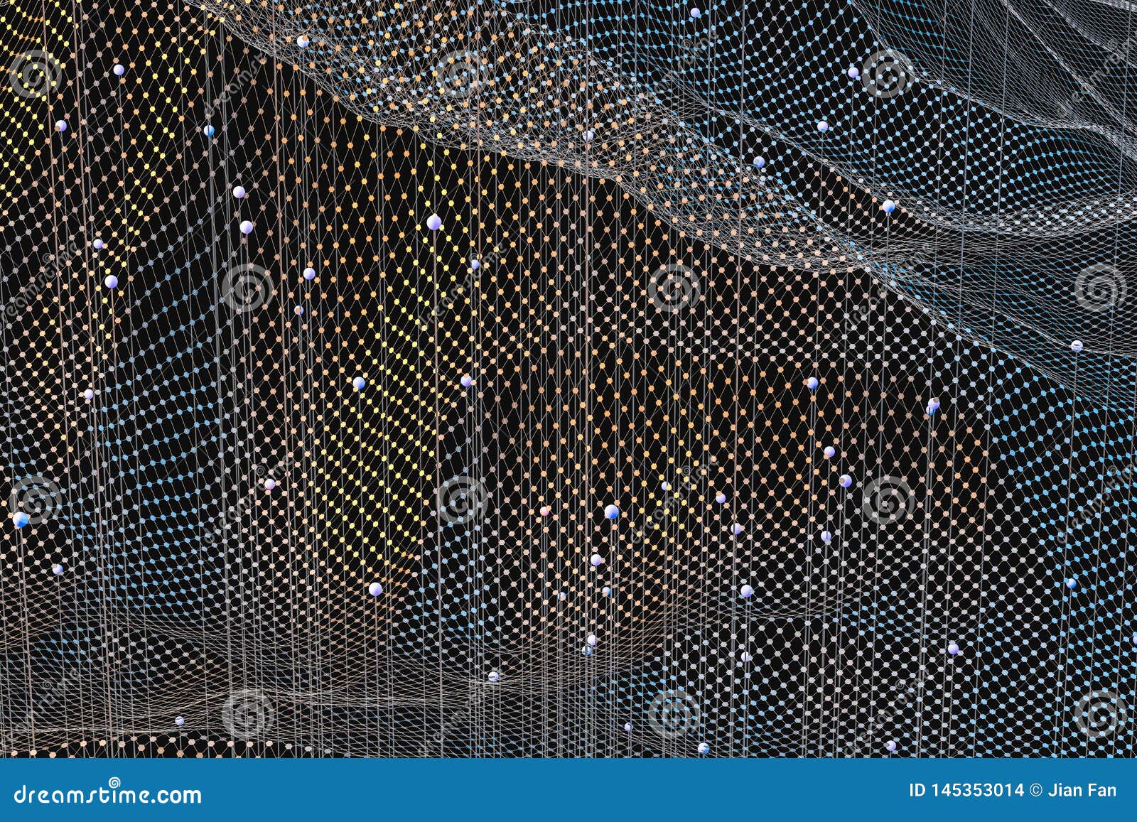 3d Rendering, Flow Dot with Gradient Background Stock Illustration
