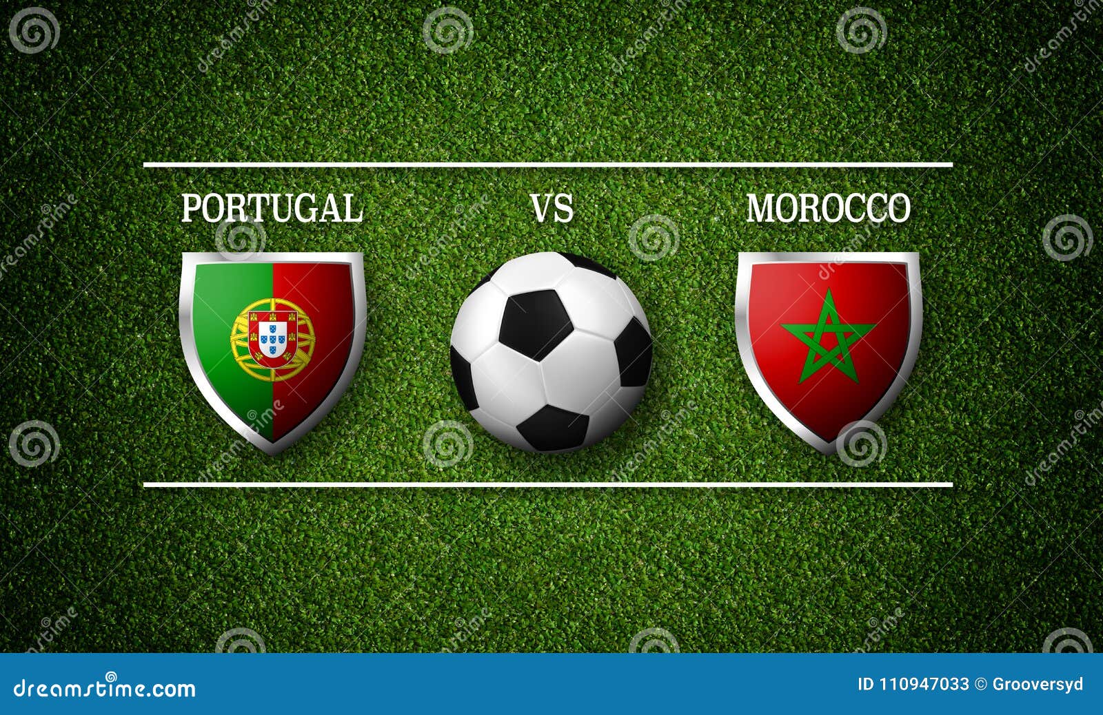 3D Rendering Football Match Schedule, Portugal Vs Morocco Stock