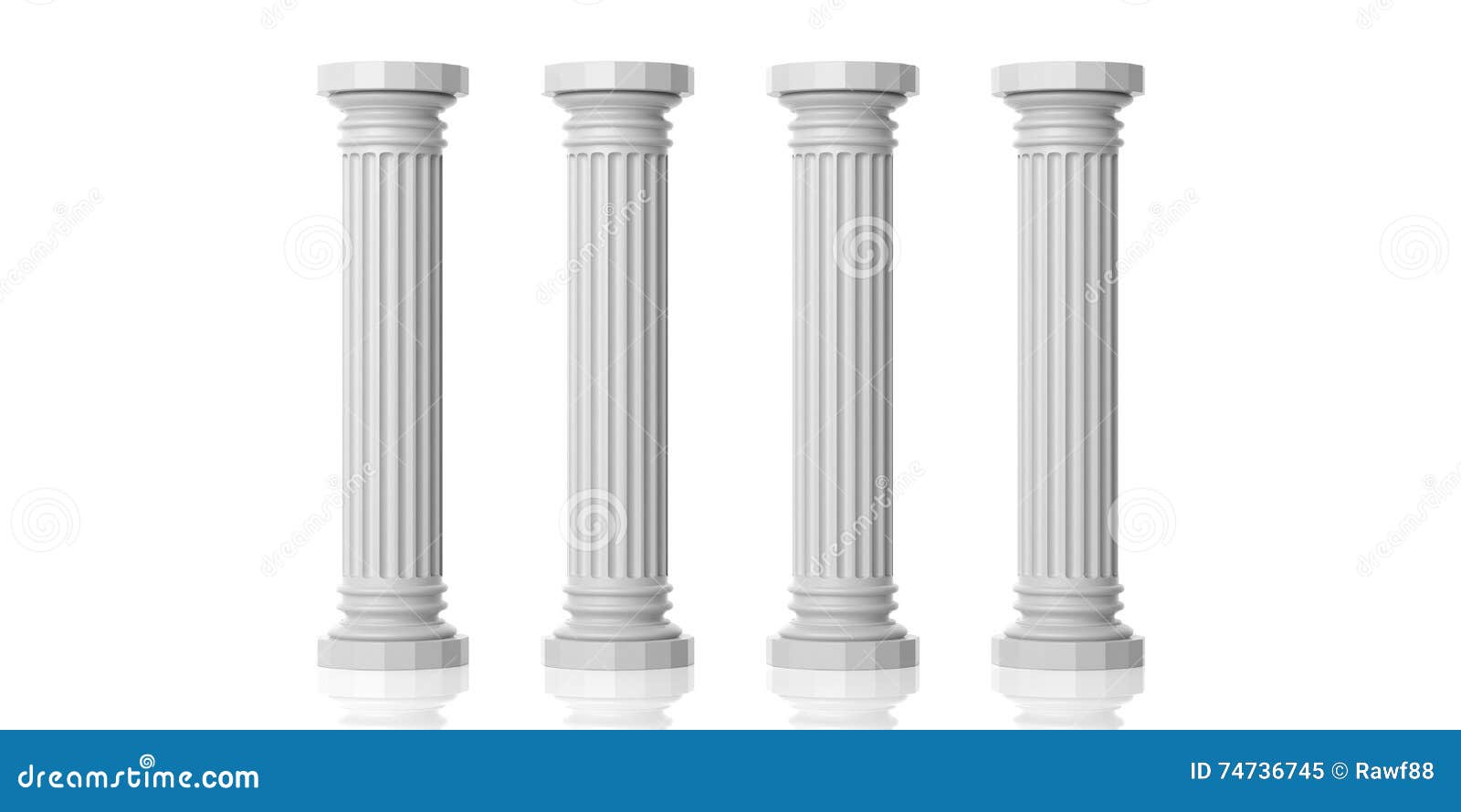 3d rendering four white marble pillars