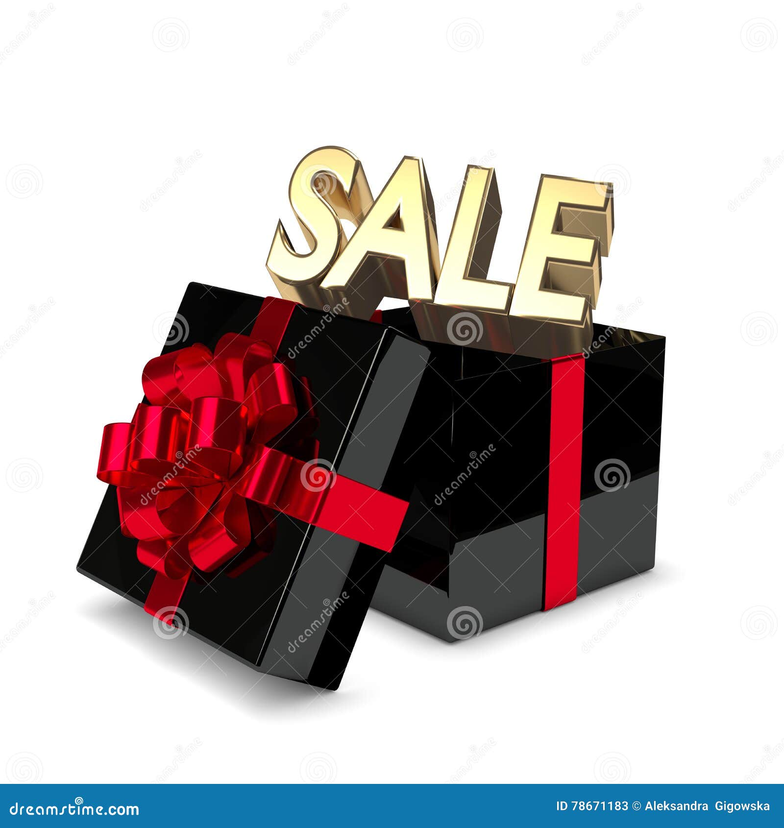 3d Rendering Of Gift Box With Sale Text Isolated Over White Stock