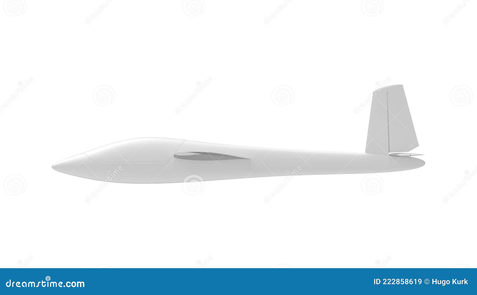 3D Rendering of a Glider Airplane Isolated on a White Background Stock