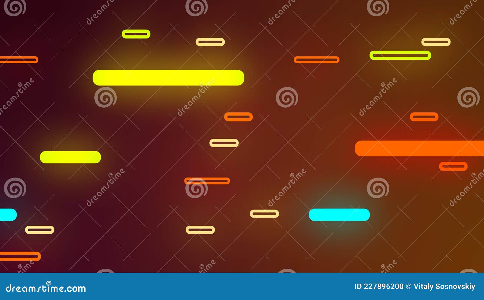 3d rendering of glowing multi-colored stripes in space located at different distances from each other