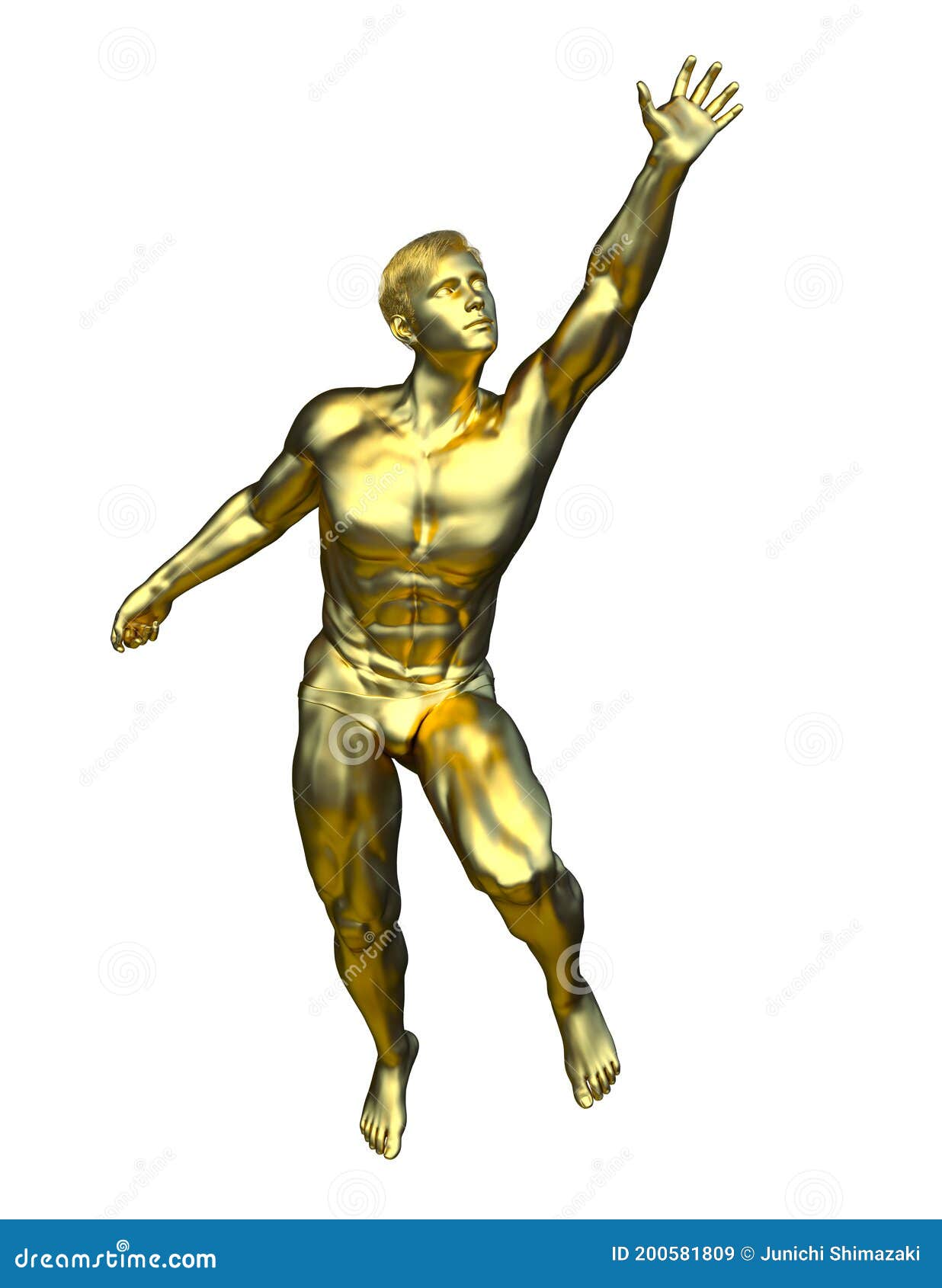 3D rendering of gold man stock illustration. Illustration of body