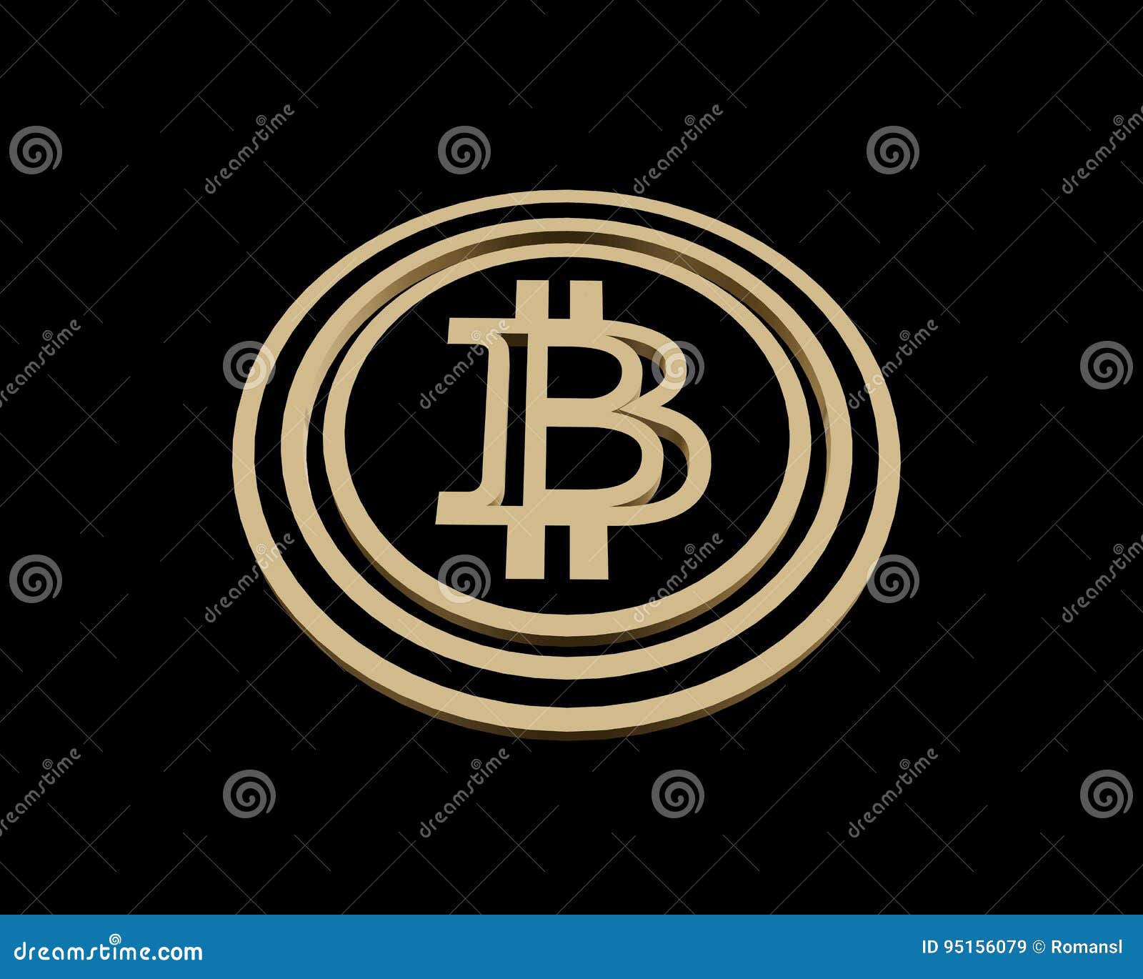 3d Rendering Golden Coin With Bitcoin Sign Stock Illustration - 