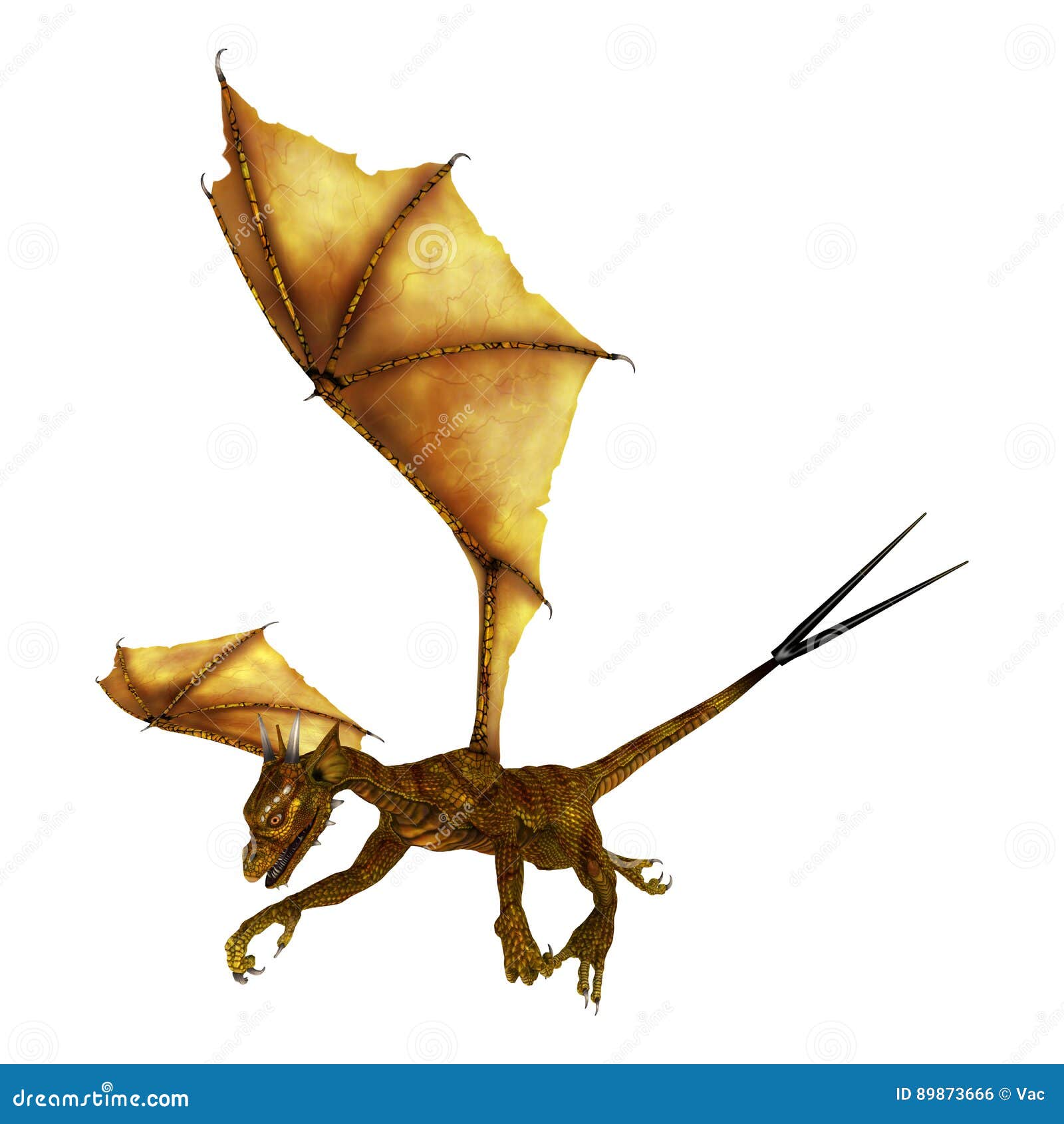 3D Rendering Golden Dragon On White Stock Illustration Illustration