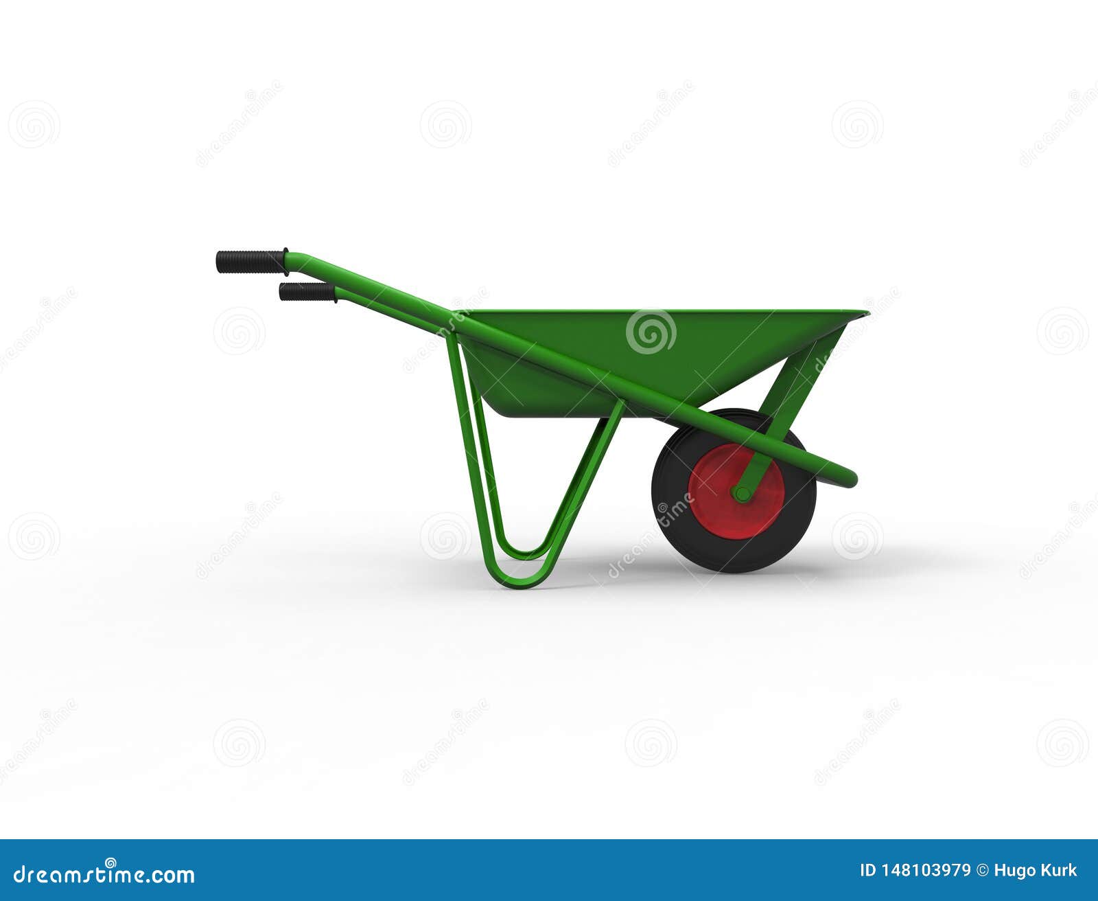 3D Rendering of a Green Wheelbarrow Isolated in White Background Stock ...