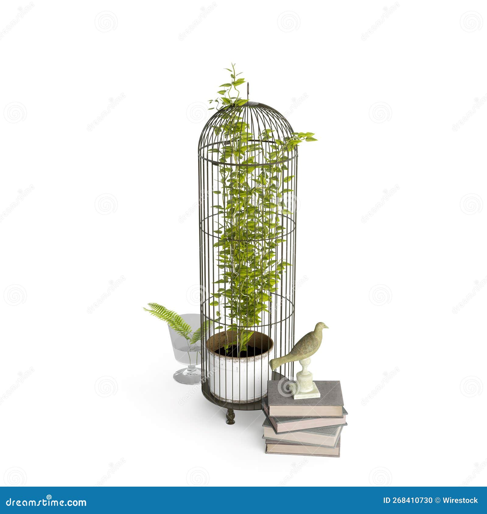 3D Rendering of Growing Plant in Bird Cage Stock Photo Image of vegetation, nature 268410730