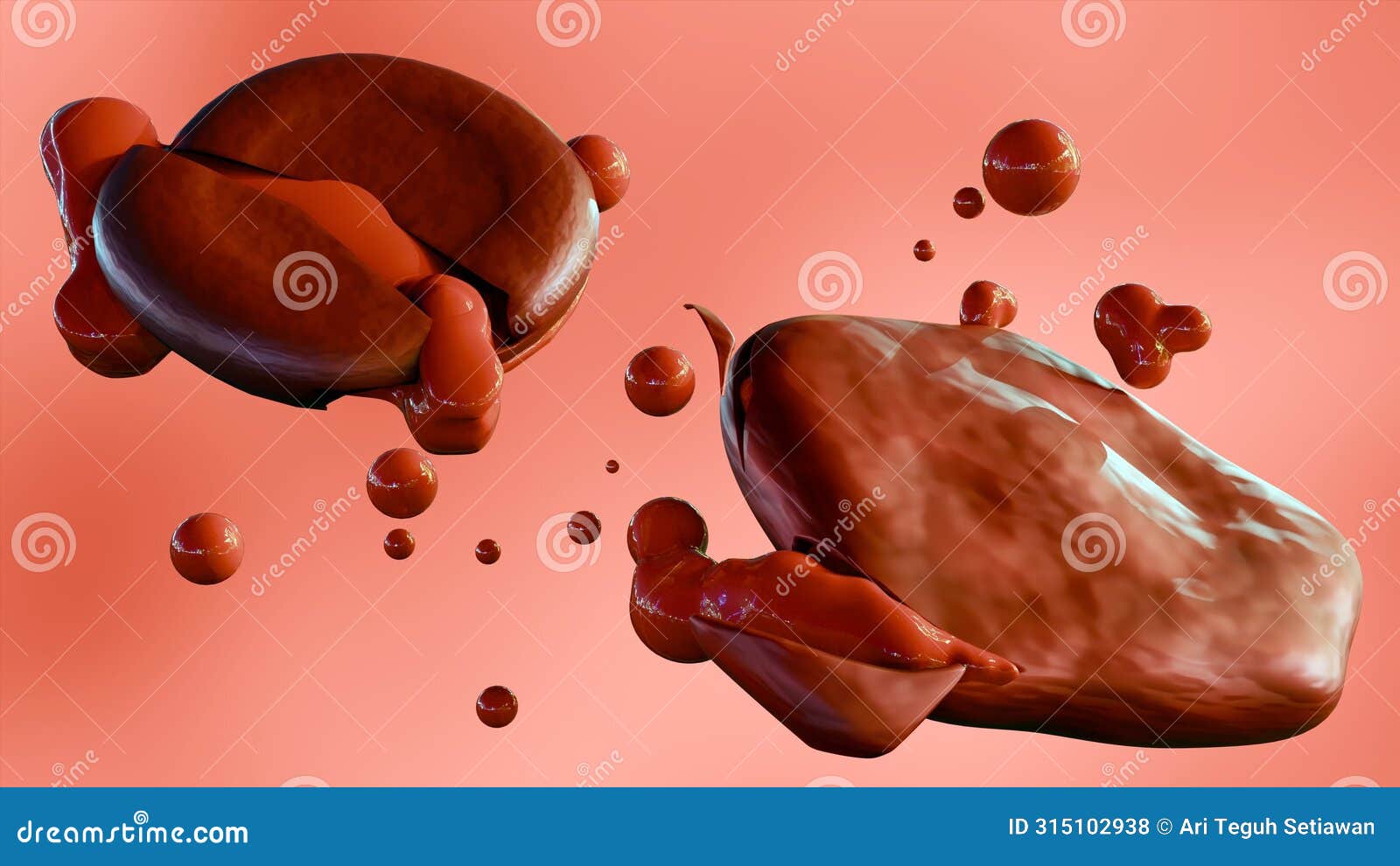 3d rendering of hemolysis red blood cells