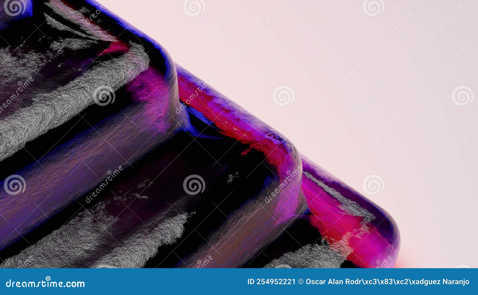 3d rendering. 3d high quality render. an abstract artistic background with a black  made of glass. stairs with a black astic