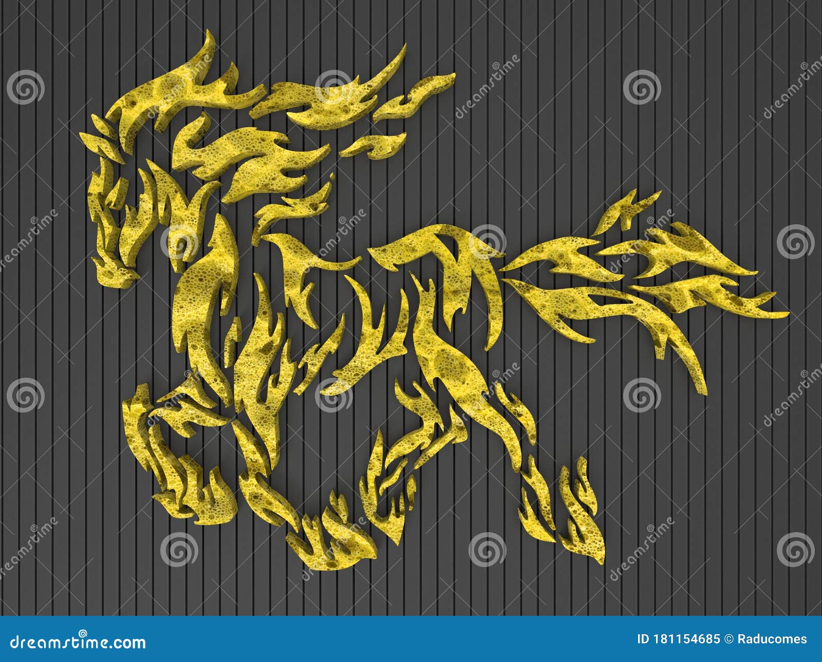 3D Rendering - Horse Cutout on Black Background Stock Illustration