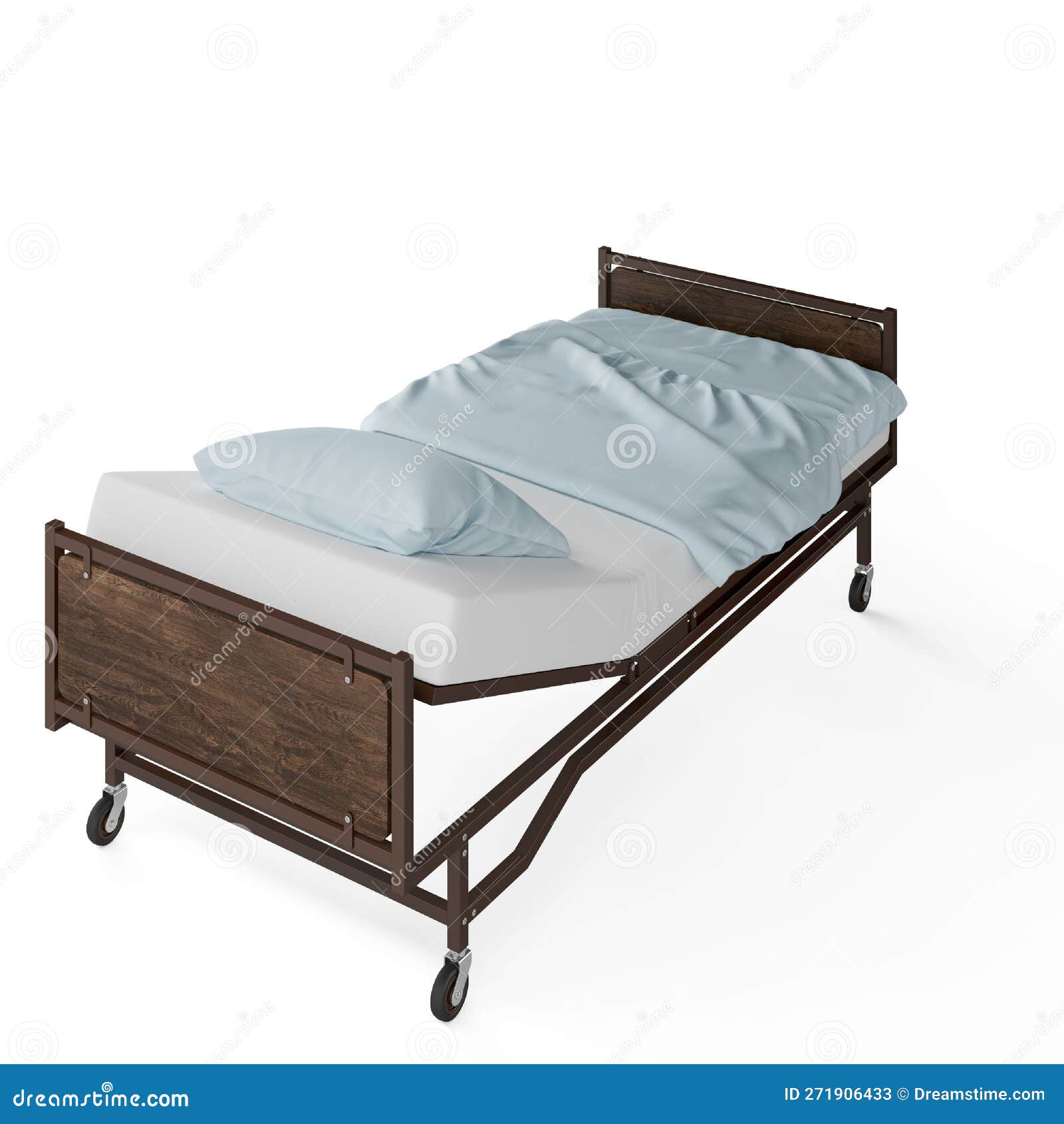 A Hospital Bed with a Bed and Pillow on the Side, 3d Rendering Stock