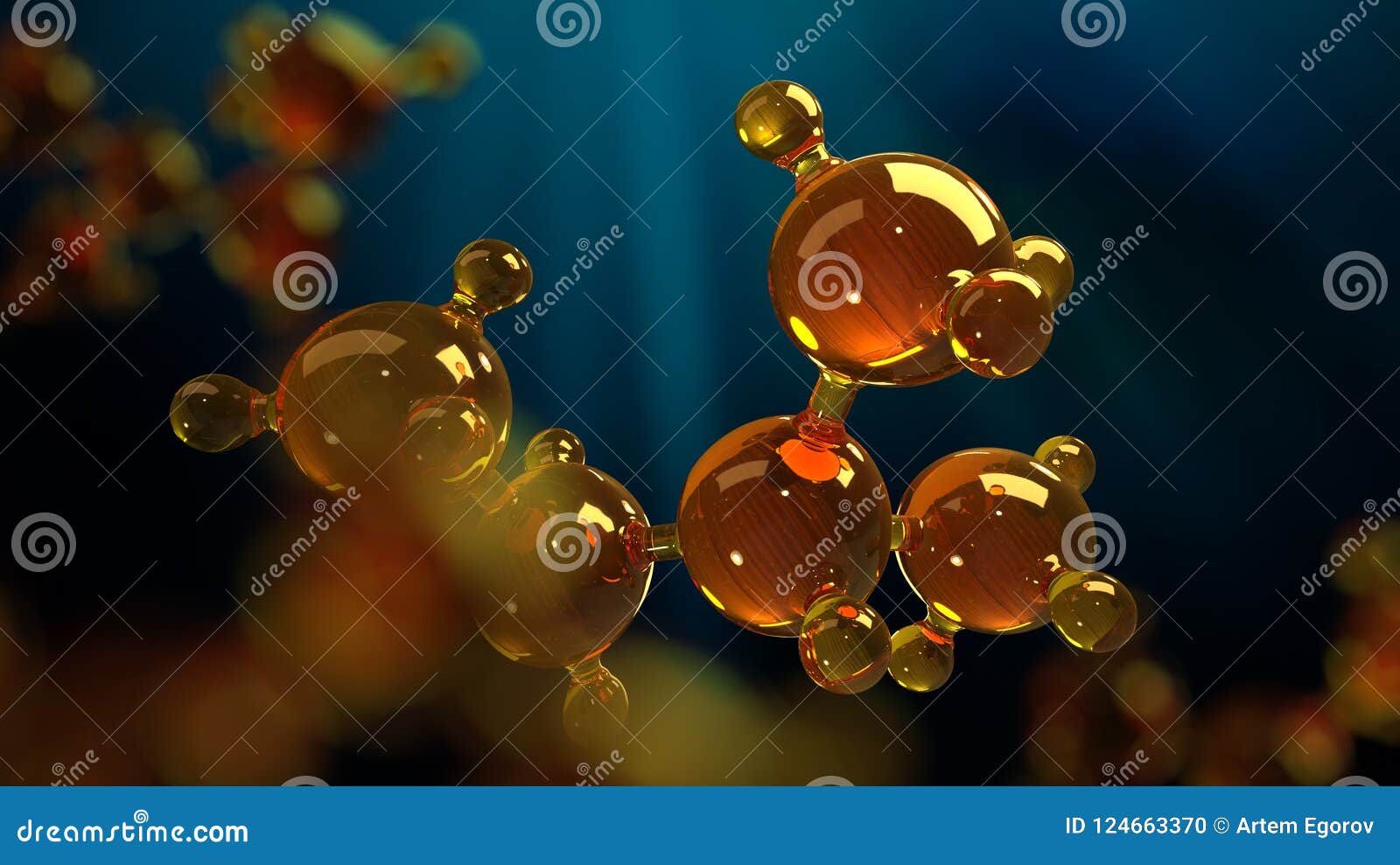 3d Rendering Illustration of Glass Molecule Model. Molecule of Oil