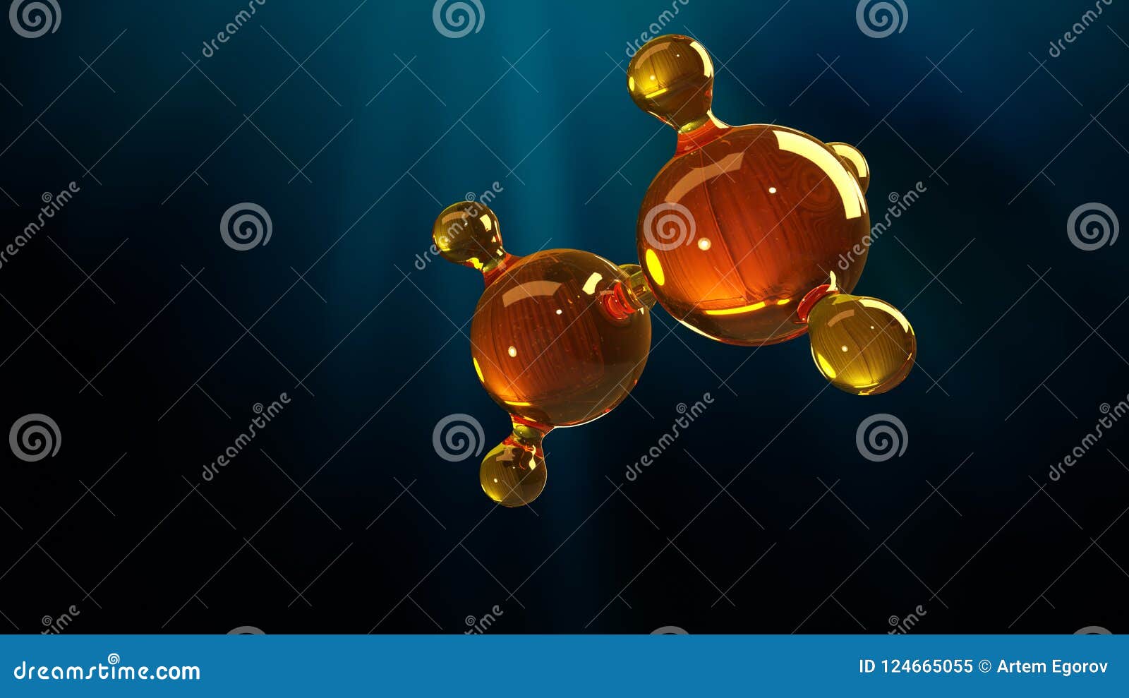 3d Rendering Illustration of Glass Molecule Model. Molecule of Oil