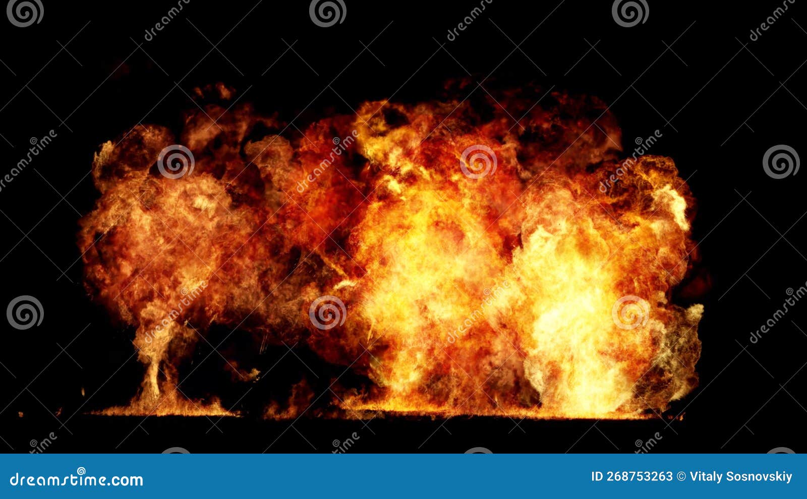 3d rendering of impressive explosions  on black background