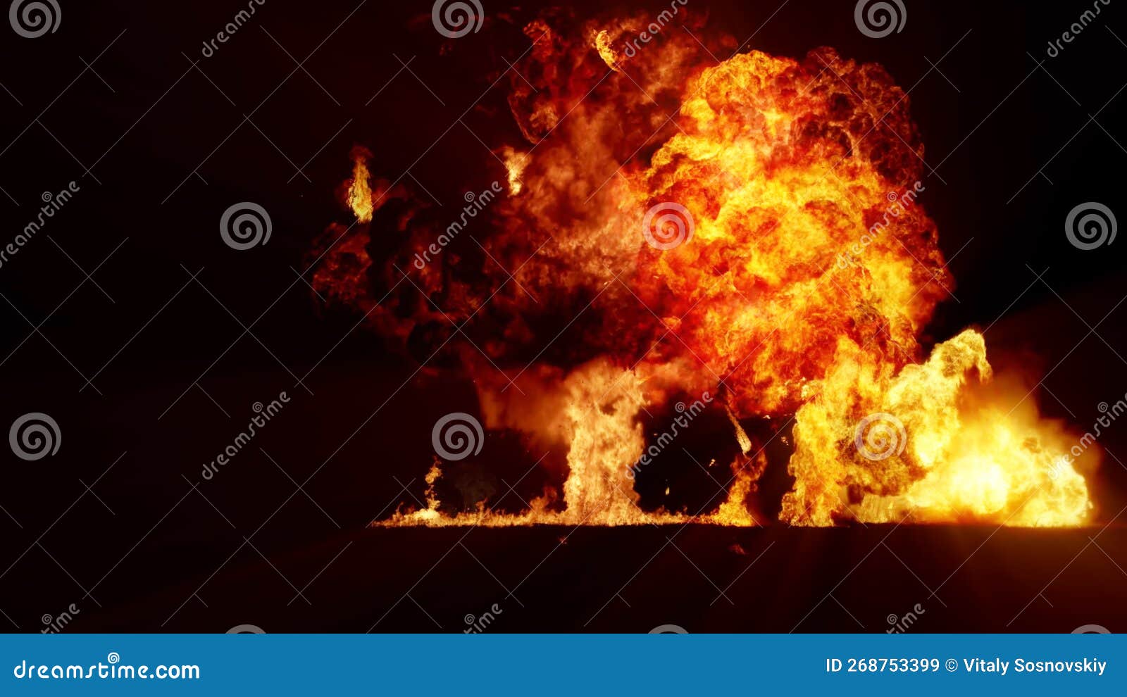 3d rendering of impressive explosions  on black background