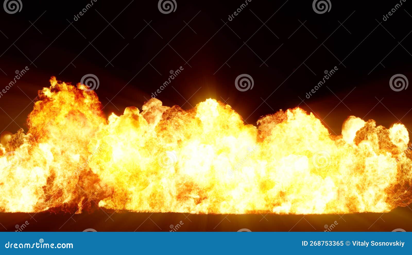 3d rendering of impressive explosions  on black background