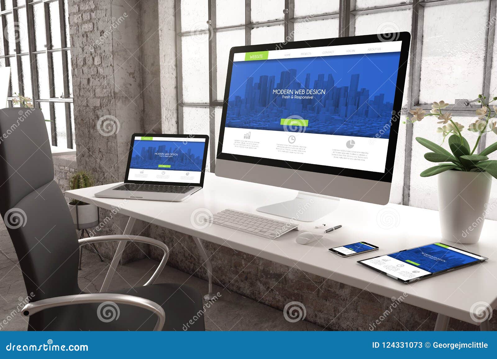 industrial office mockup responsive website 