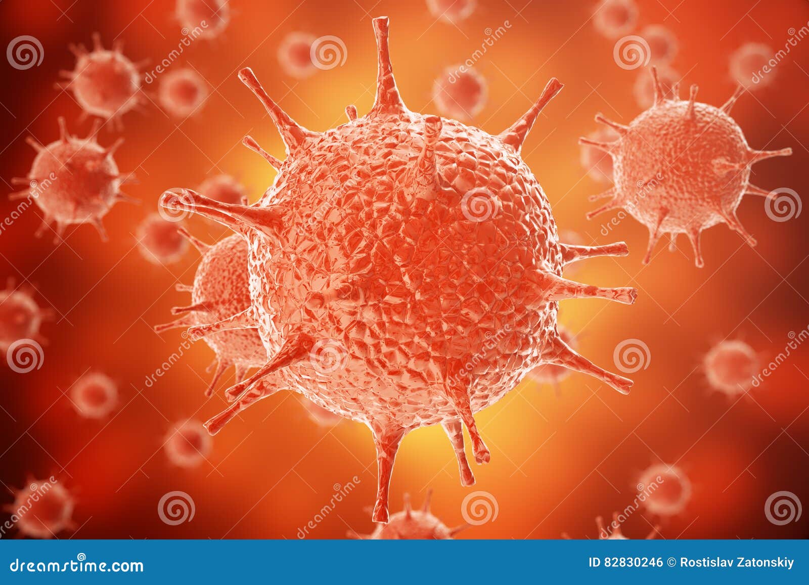 3d rendering of influenza virus h1n1. swine flu, infect organism, viral disease epidemic