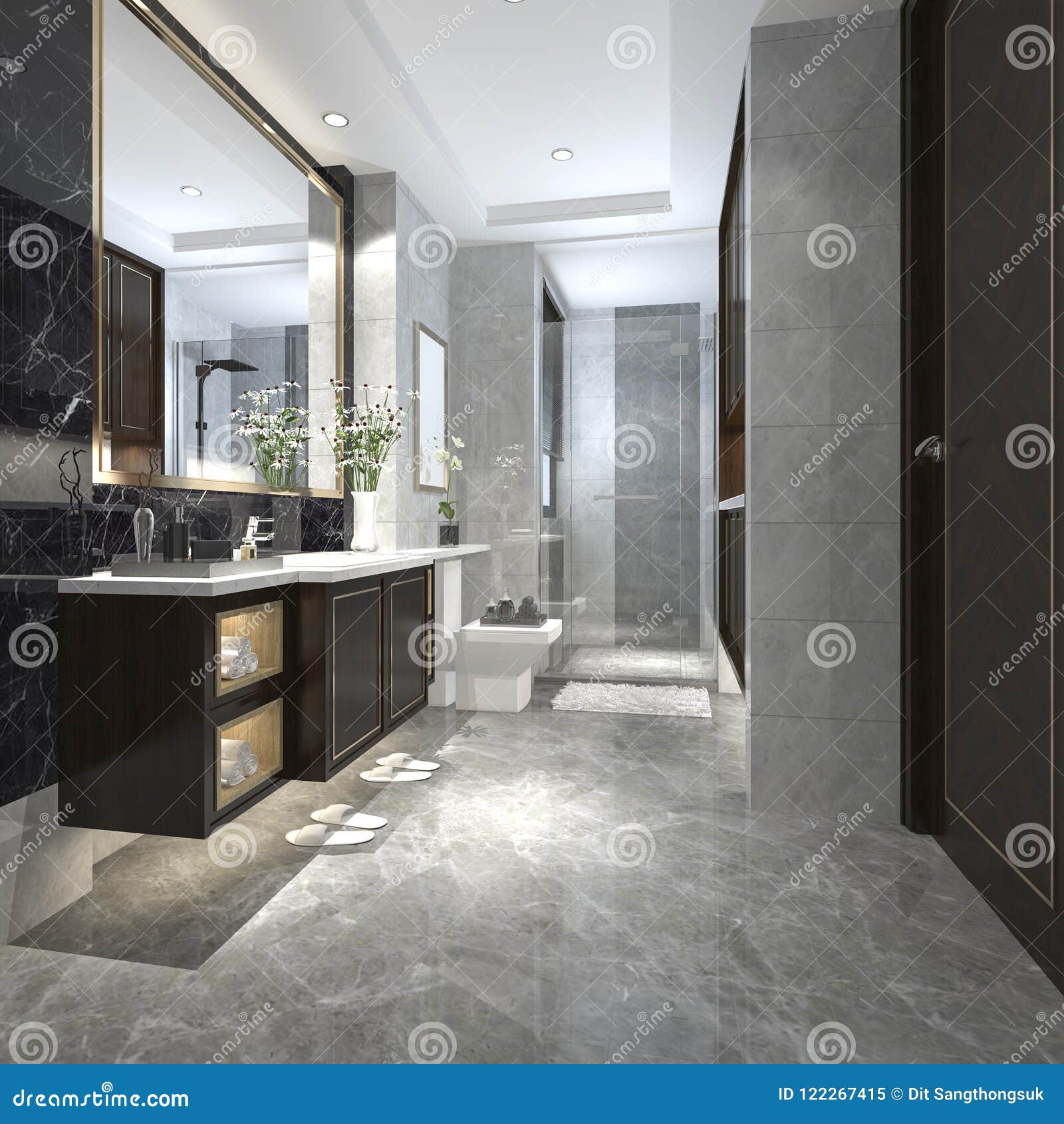 3d Rendering Modern Loft Bathroom with Luxury Tile Decor Stock ...