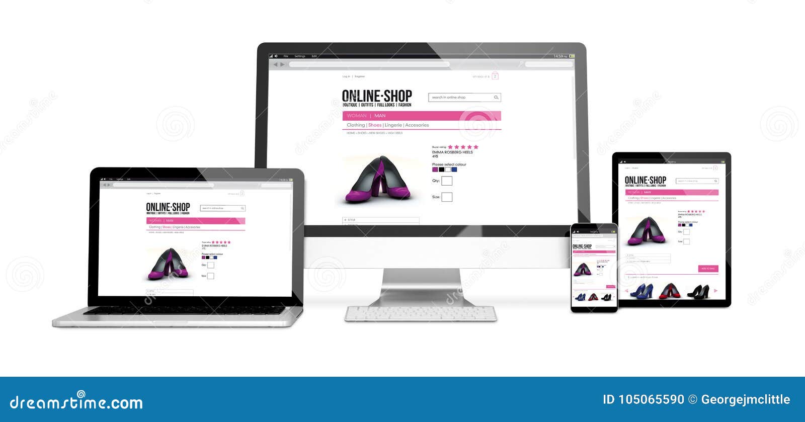 Download Devices Isolated Mockup Responsive Online Shop Design Stock Photo - Image of screen, desktop ...