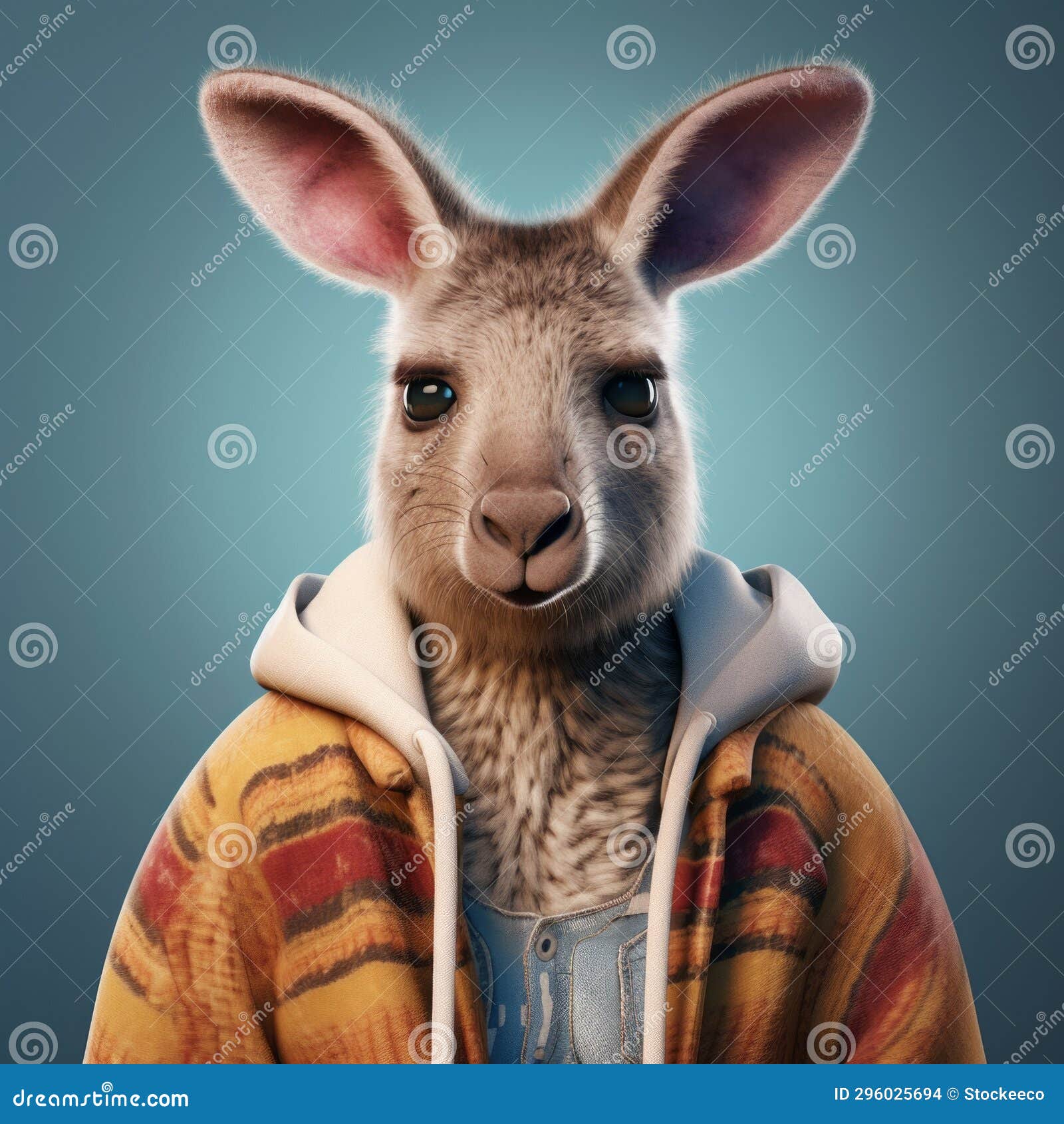 Cartoon Kangaroo in Hoodie Photorealistic Portraits with a Twist Stock ...