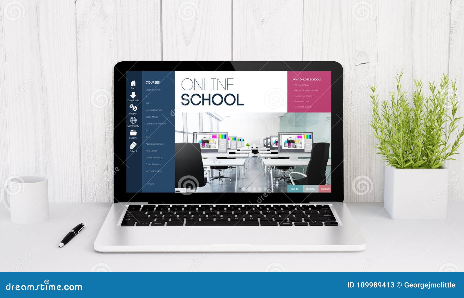 Laptop on Table Online School Stock Image Image of campus, academic 109989413