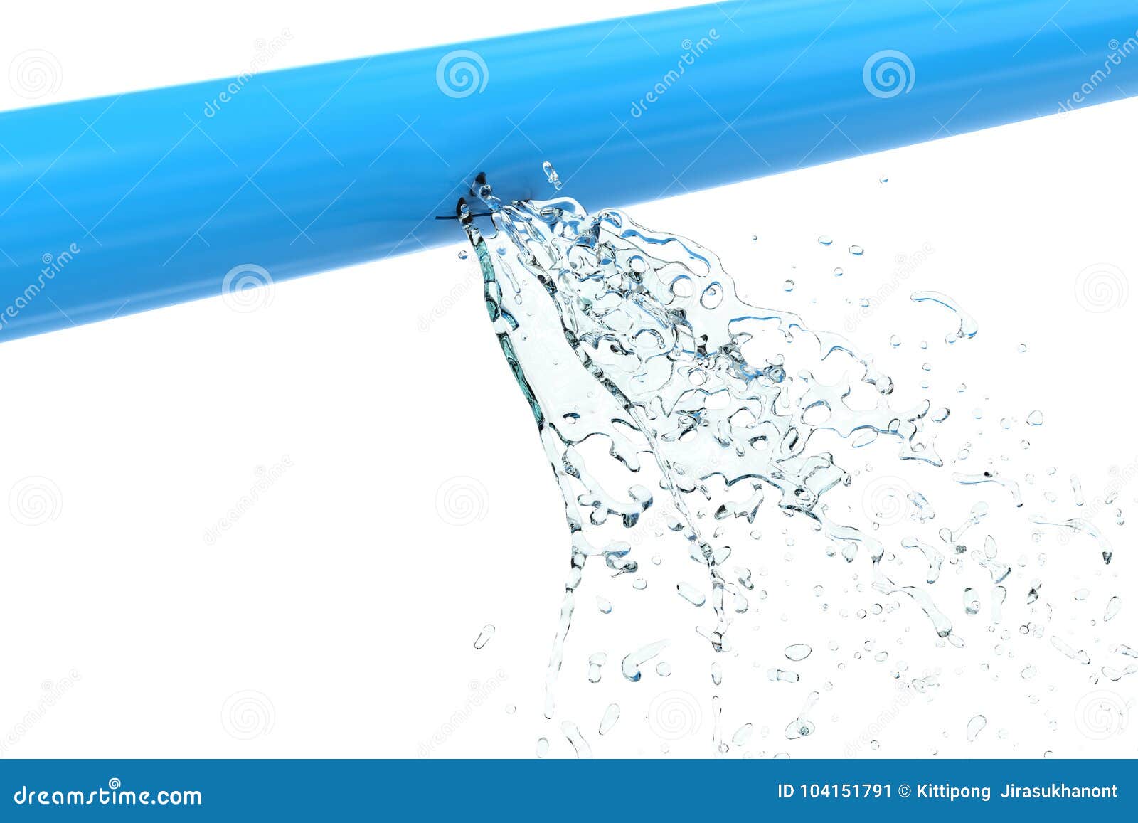 Leaking Pipe with Water Splash Stock Illustration Illustration of