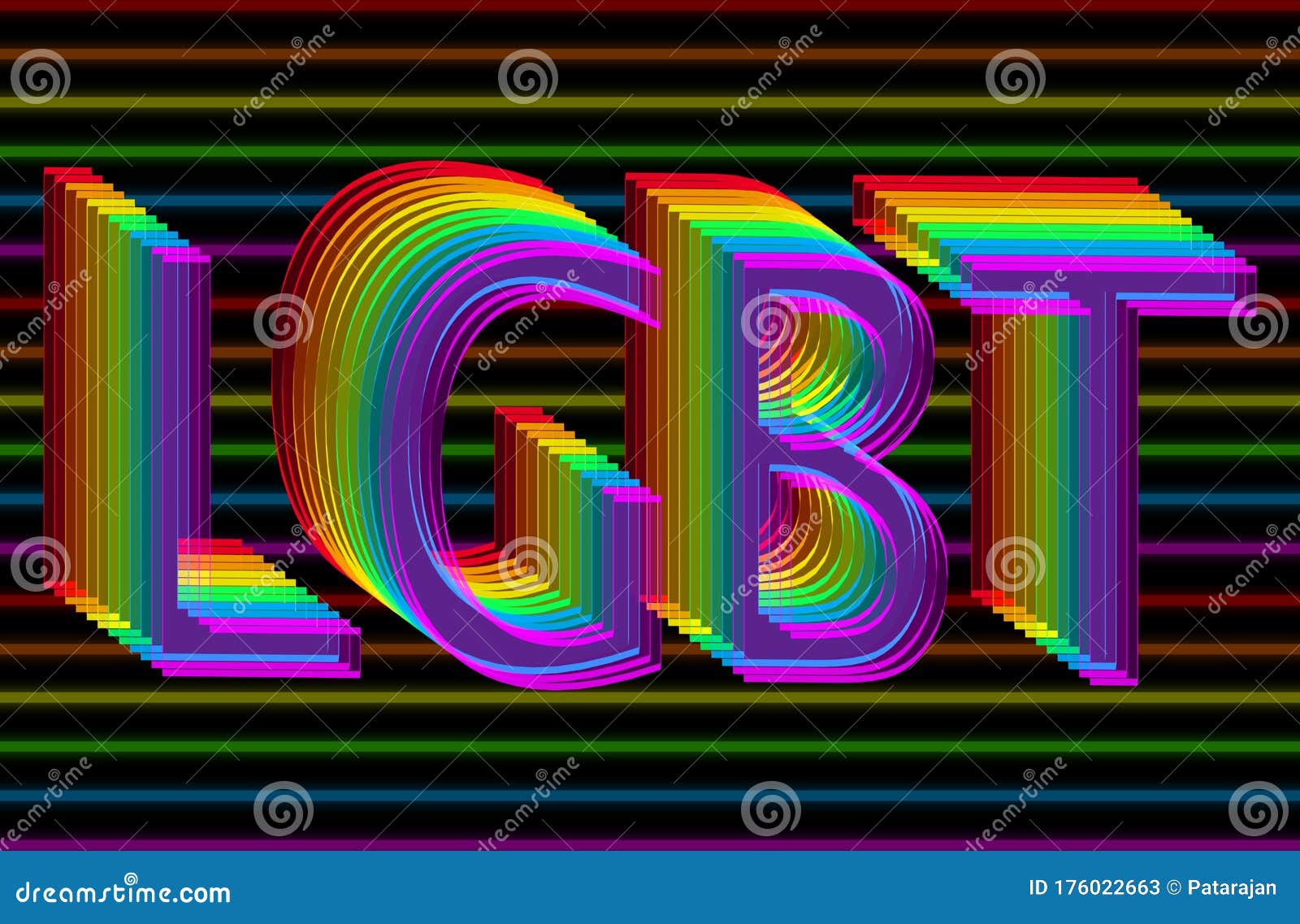 3d Rendering. LGBT Letter Word in Retro Art Style on Dark ...