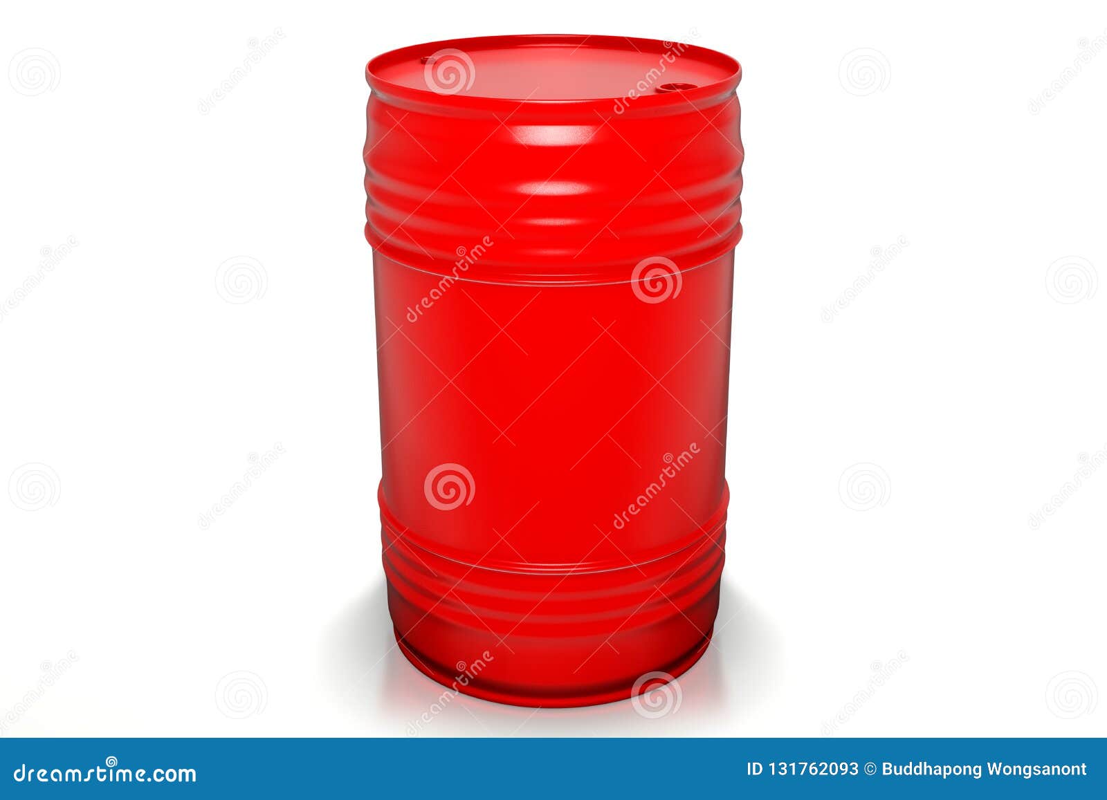 3d rendering of 200 liters red oil barrels  on white background