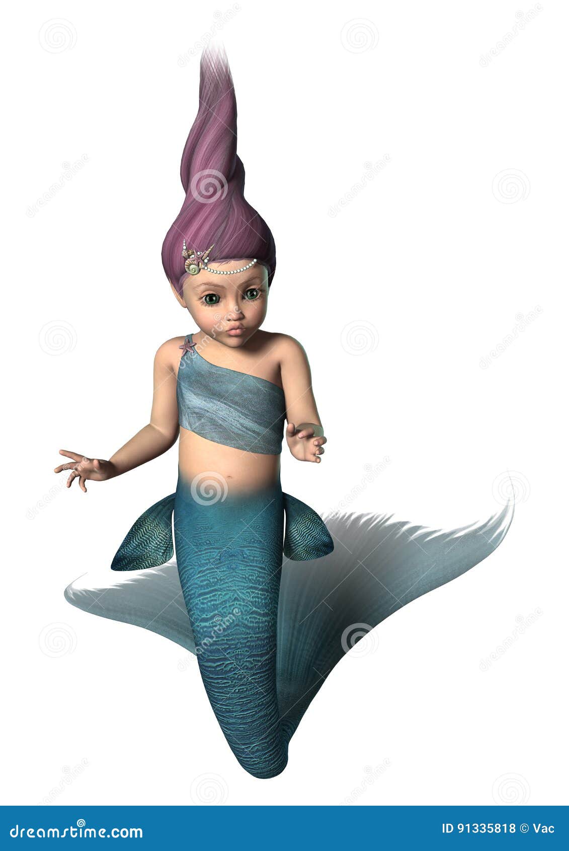 3D Rendering Little Mermaid on White Stock Illustration Illustration