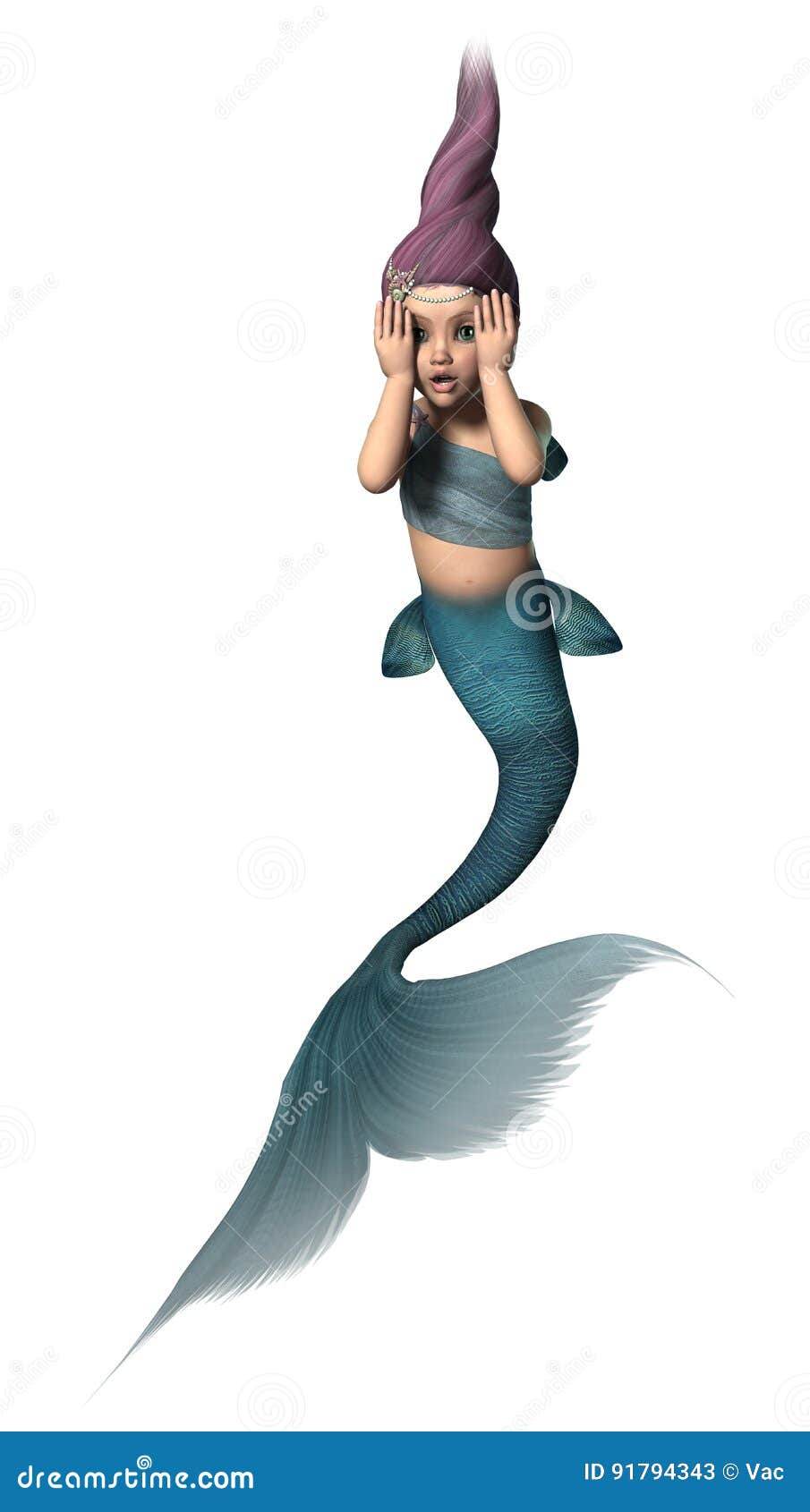 3D Rendering Little Mermaid on White Stock Illustration Illustration