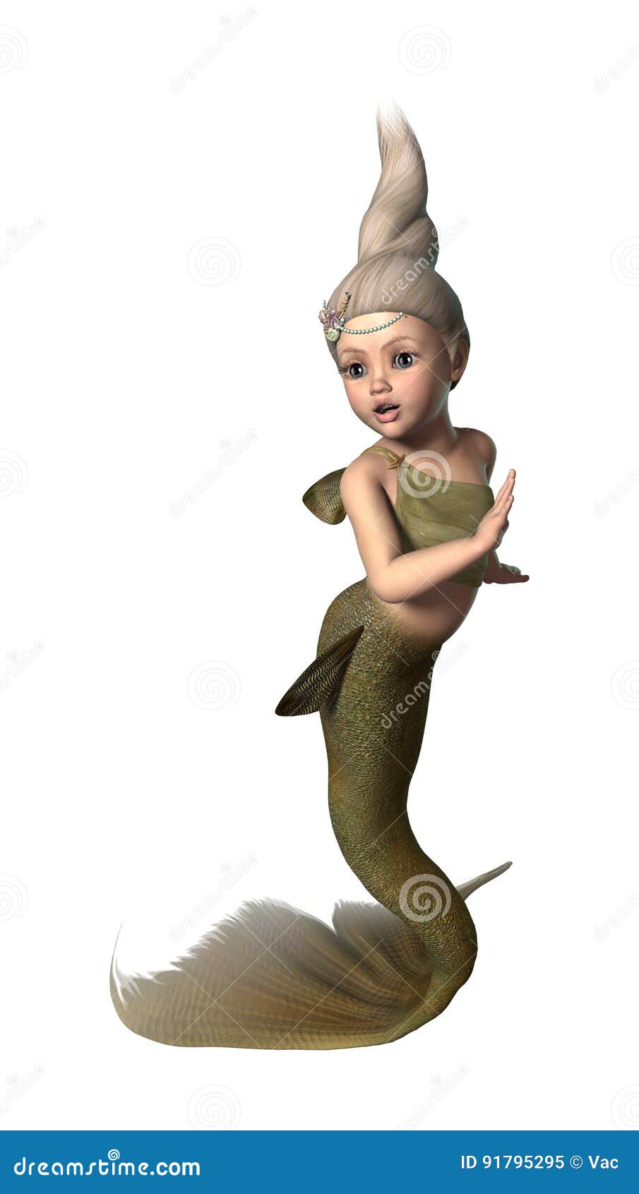 3D Rendering Little Mermaid on White Stock Illustration Illustration