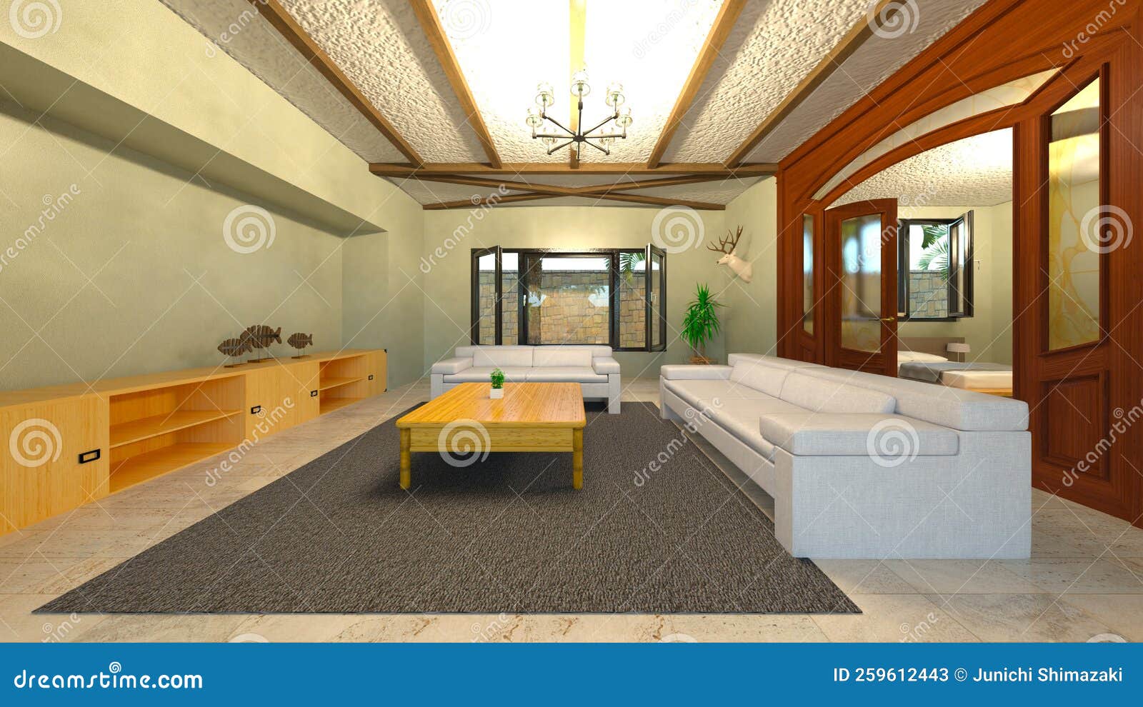 3D Rendering of the Living Room Stock Illustration Illustration of