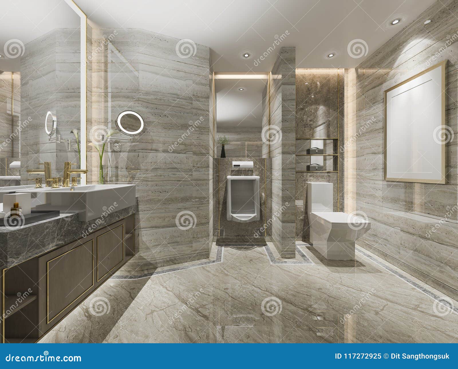 3d Rendering Luxury Modern Design Bathroom and Toilet Stock