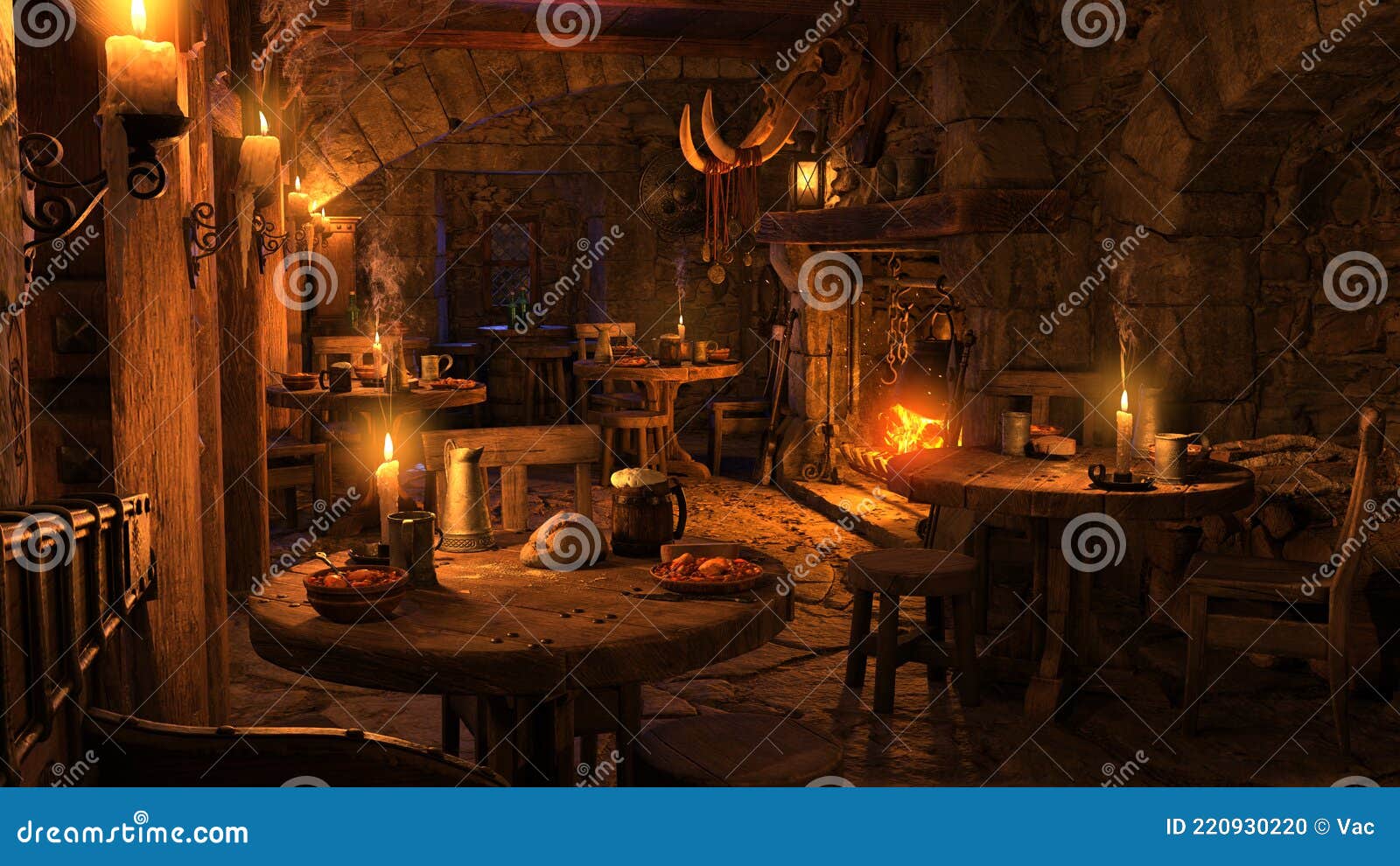 3d rendering medieval tavern