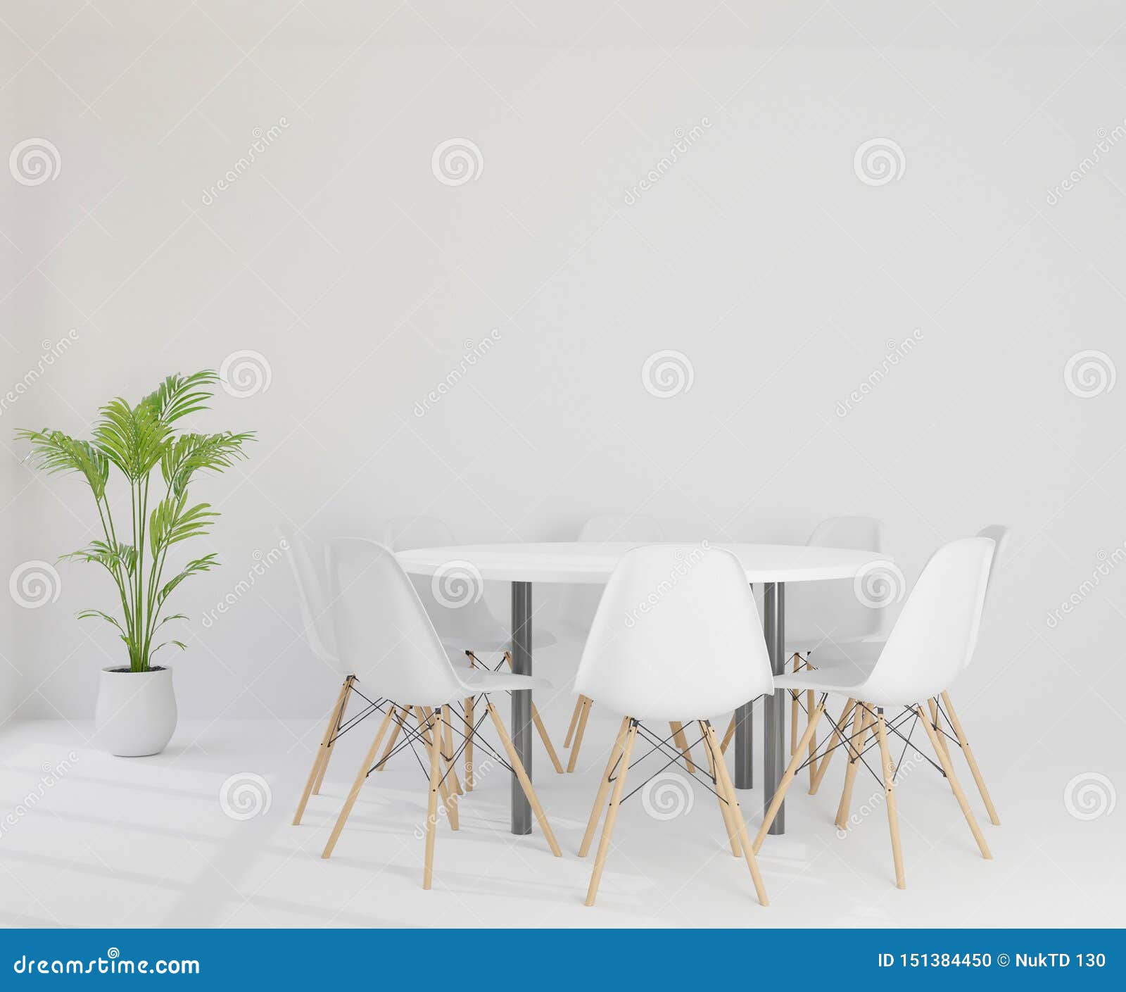 3d Rendering Meeting Room With Chairs Round Plastic Table And