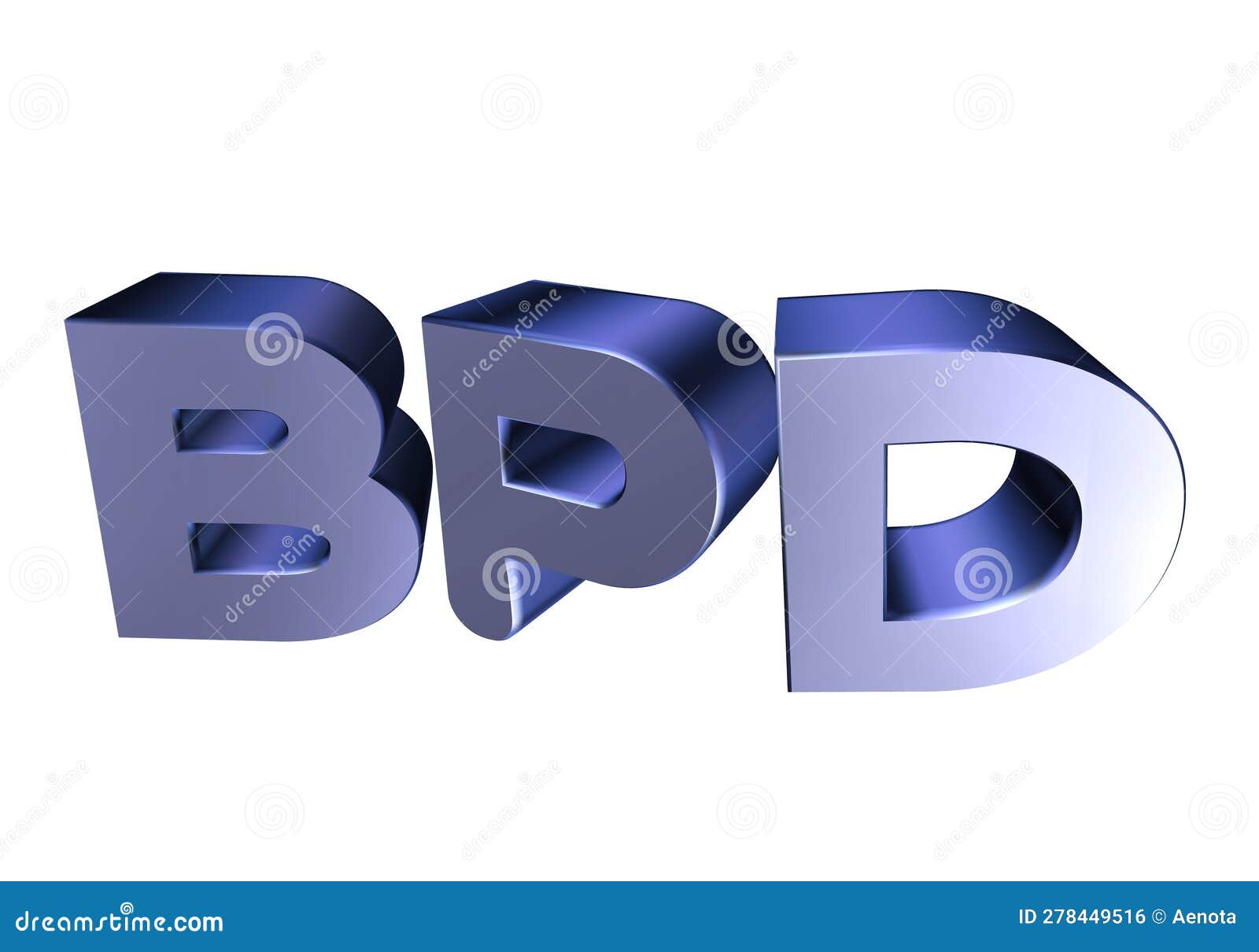 3d rendering metal bpd abbreviation borderline personality disorder concept icon   on white background