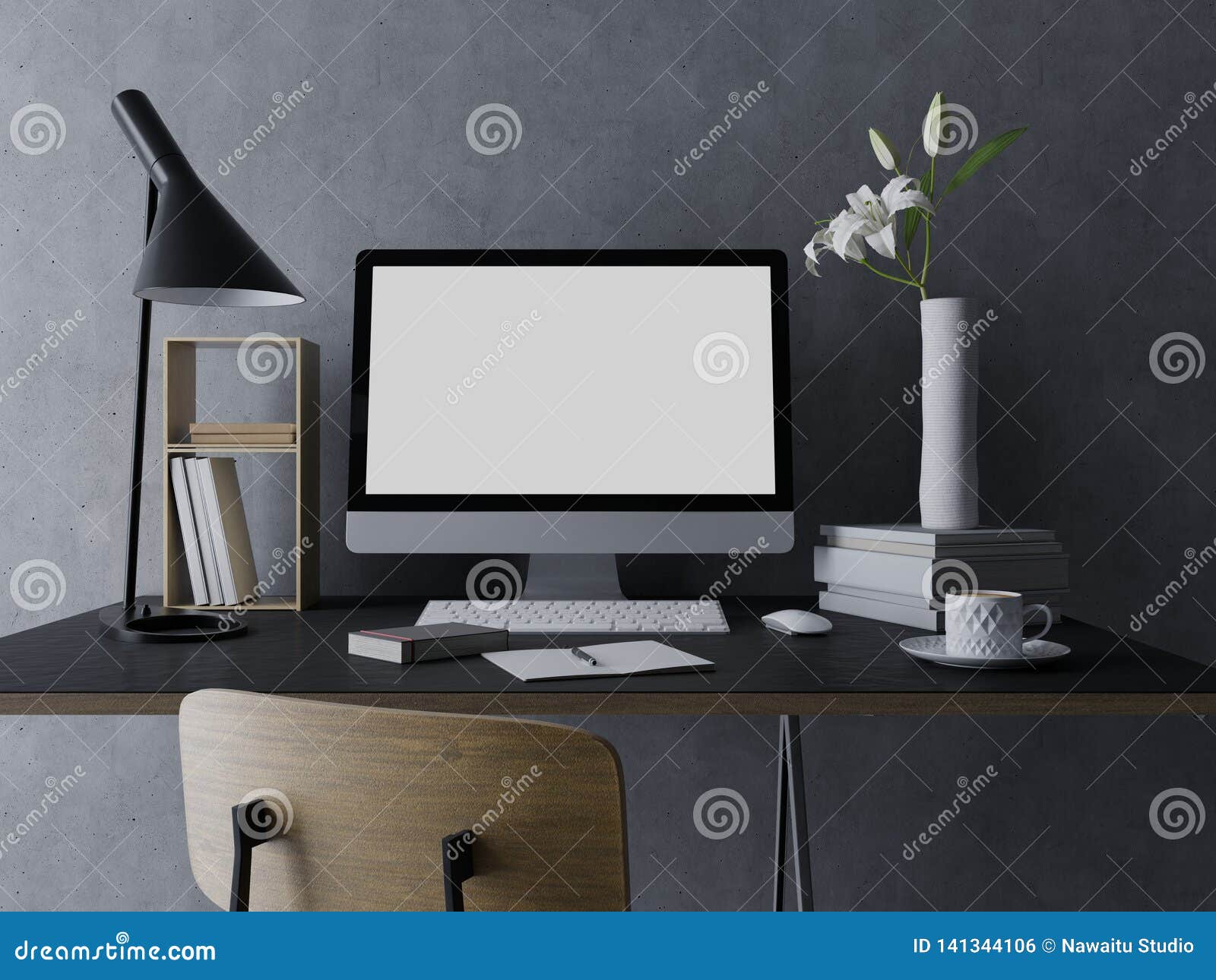 3d Rendering Of Mockup Template Of Blank White Screen For Design