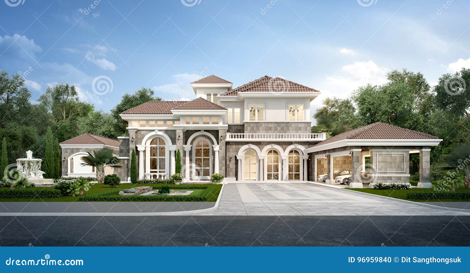  3d  Rendering Modern Classic  House  With Luxury Design  