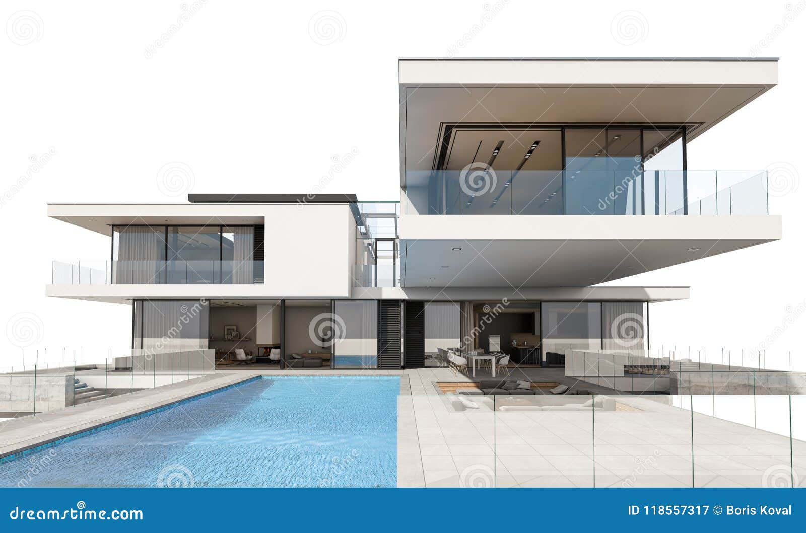 3d rendering of modern house  on white.