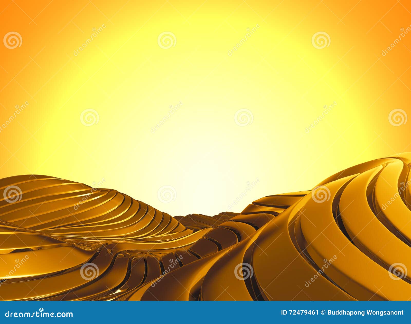 3d rendering modern luxury shiny wavy golden on golden gradient gold gradient background