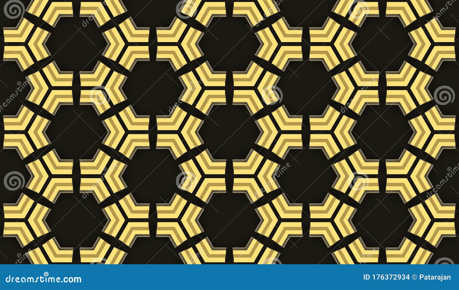 3d Rendering. Modern Seamless Golden Hexagon Or Bee Nest 