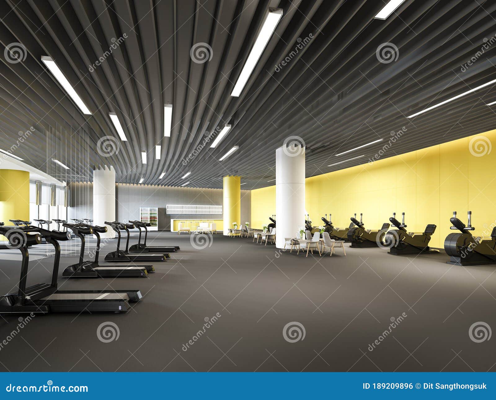 3d Rendering Modern Yellow Gym and Fitness Stock Illustration
