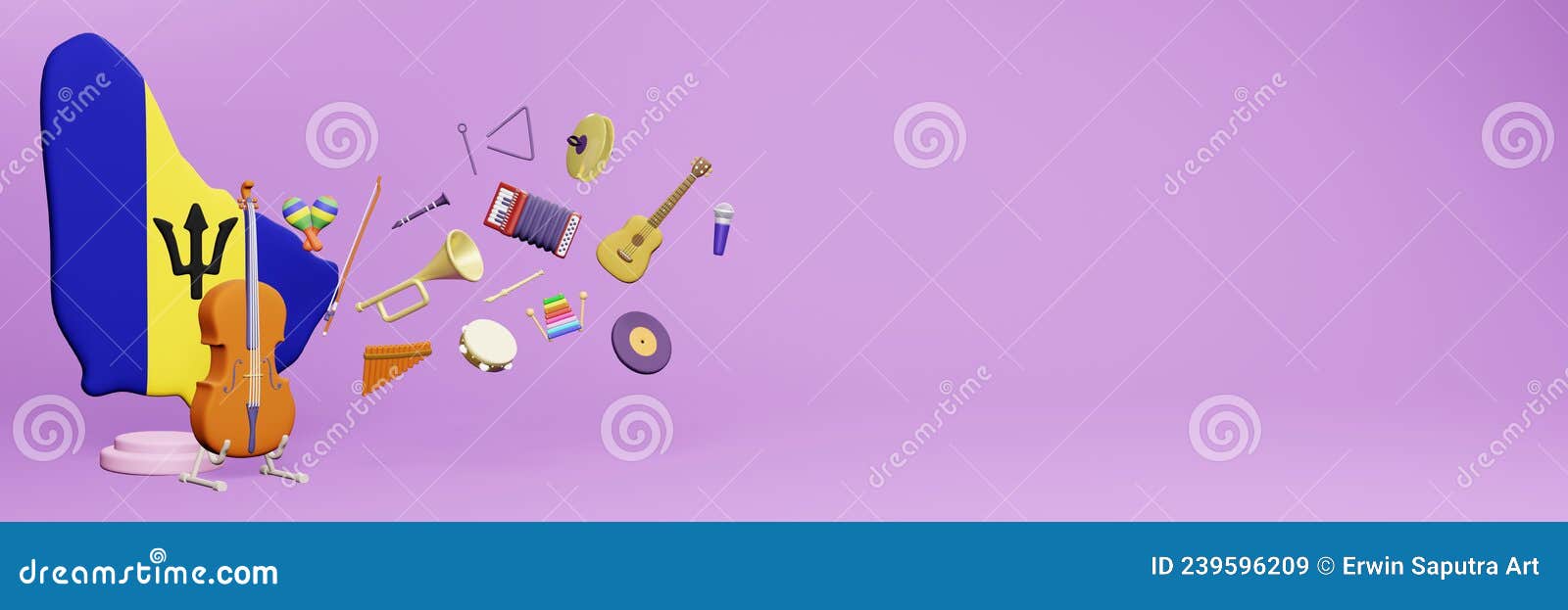 3d Rendering of Musical Instrument Usage and Interest in Barbados Stock