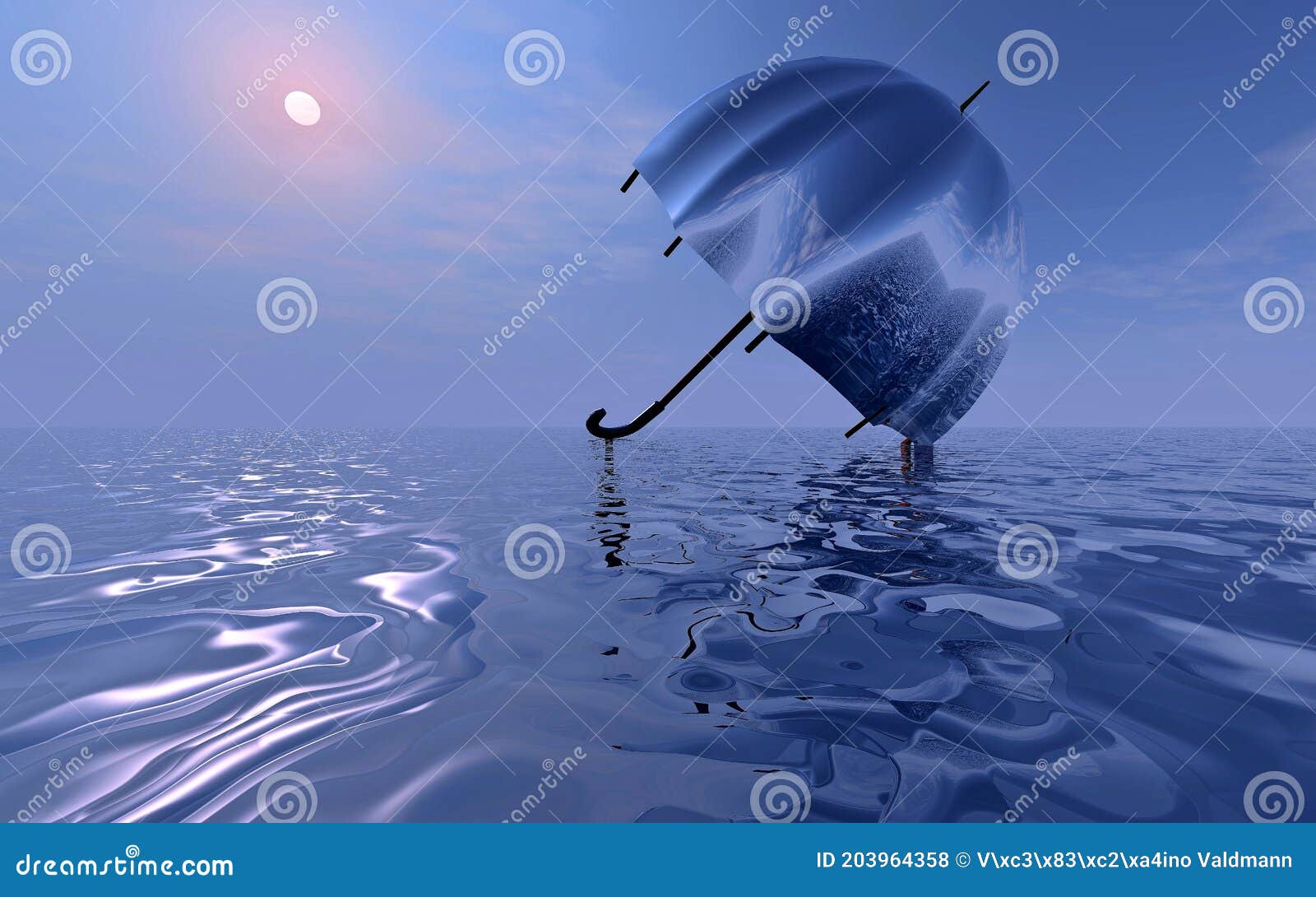 3d rendering pink umbrellal art world background image