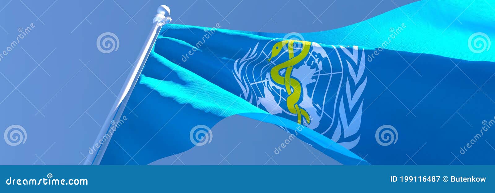 3D Rendering of the National Flag of World Health Organization WHO ...