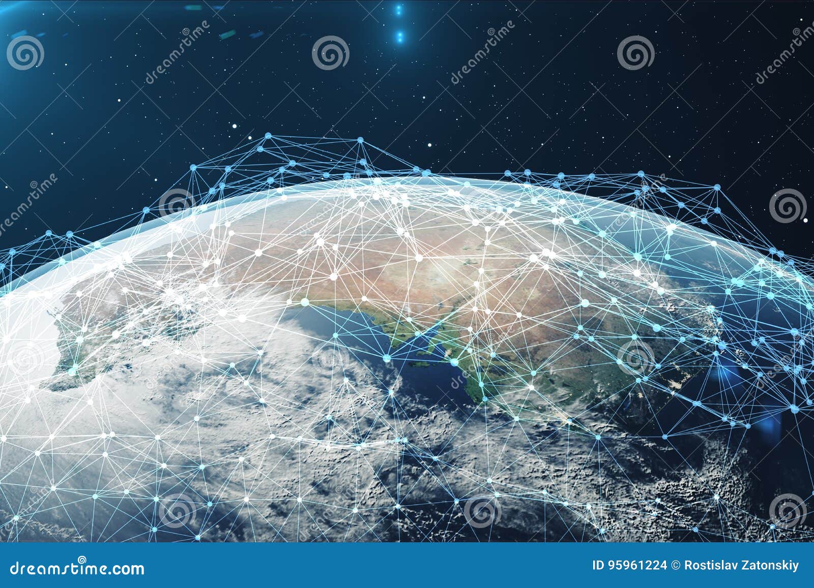 3D Rendering Network and Data Exchange Over Earth in Space